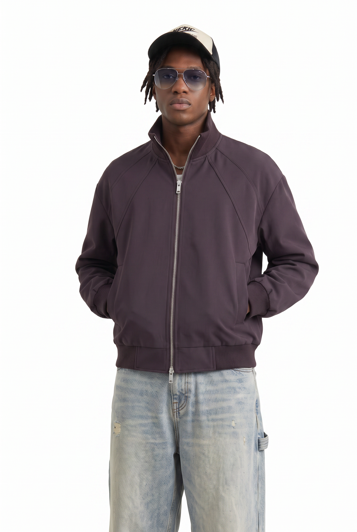 Plum Regular Zip Bomber Jacket