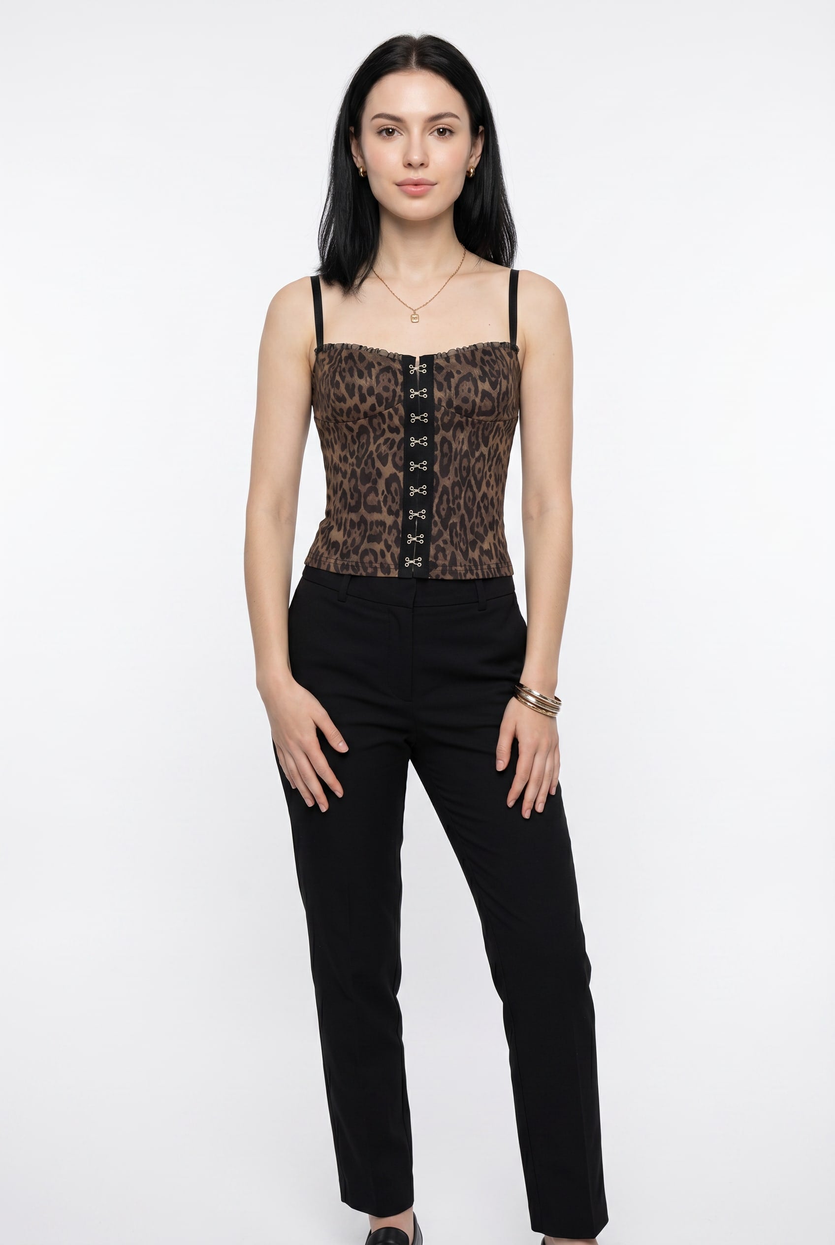 Leopard Print Corset With Hook Detail