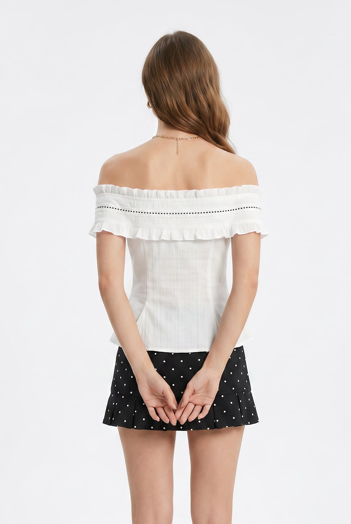 White Off-Shoulder Peplum Corset Top