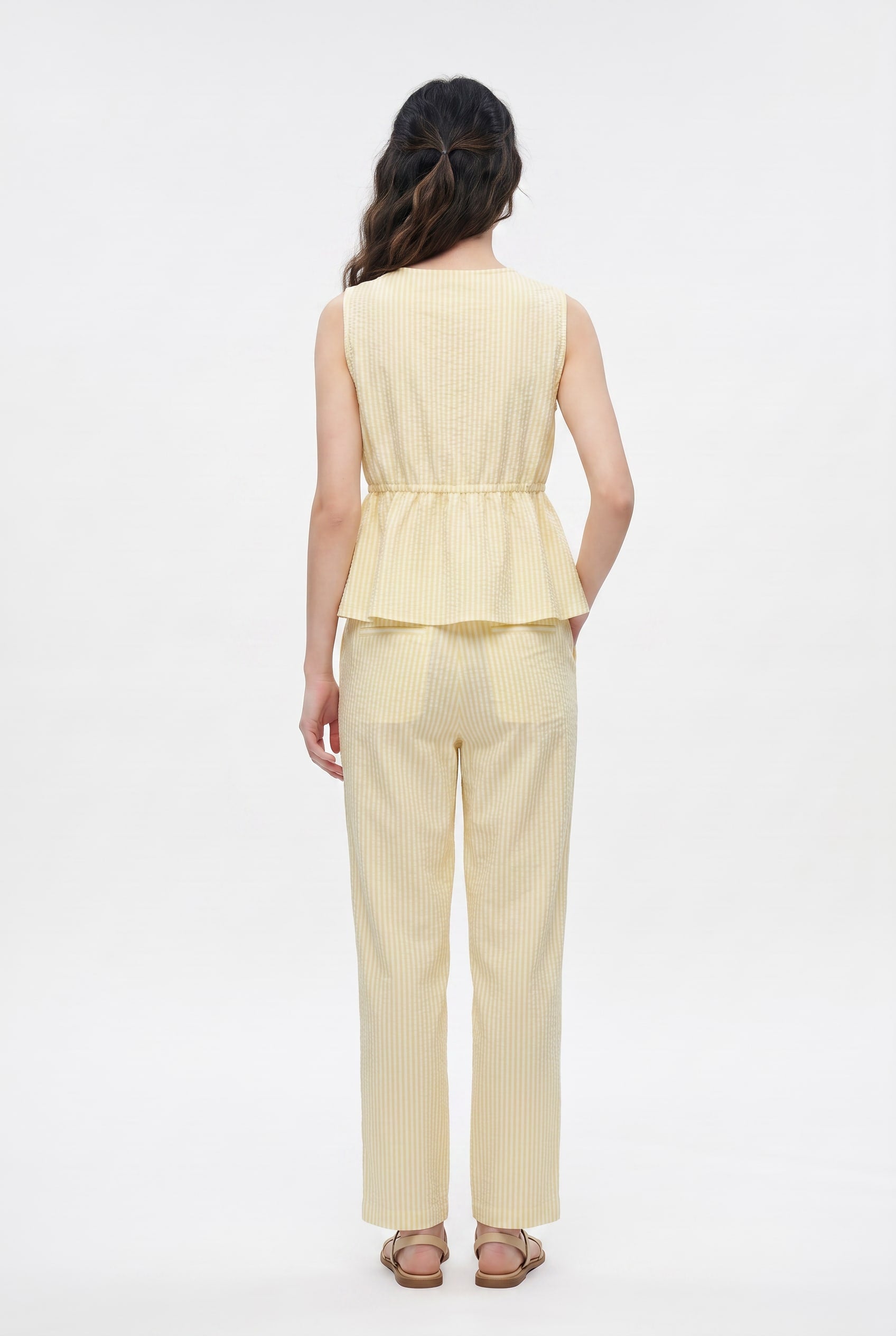 Yellow Striped Linen Co-ord Set