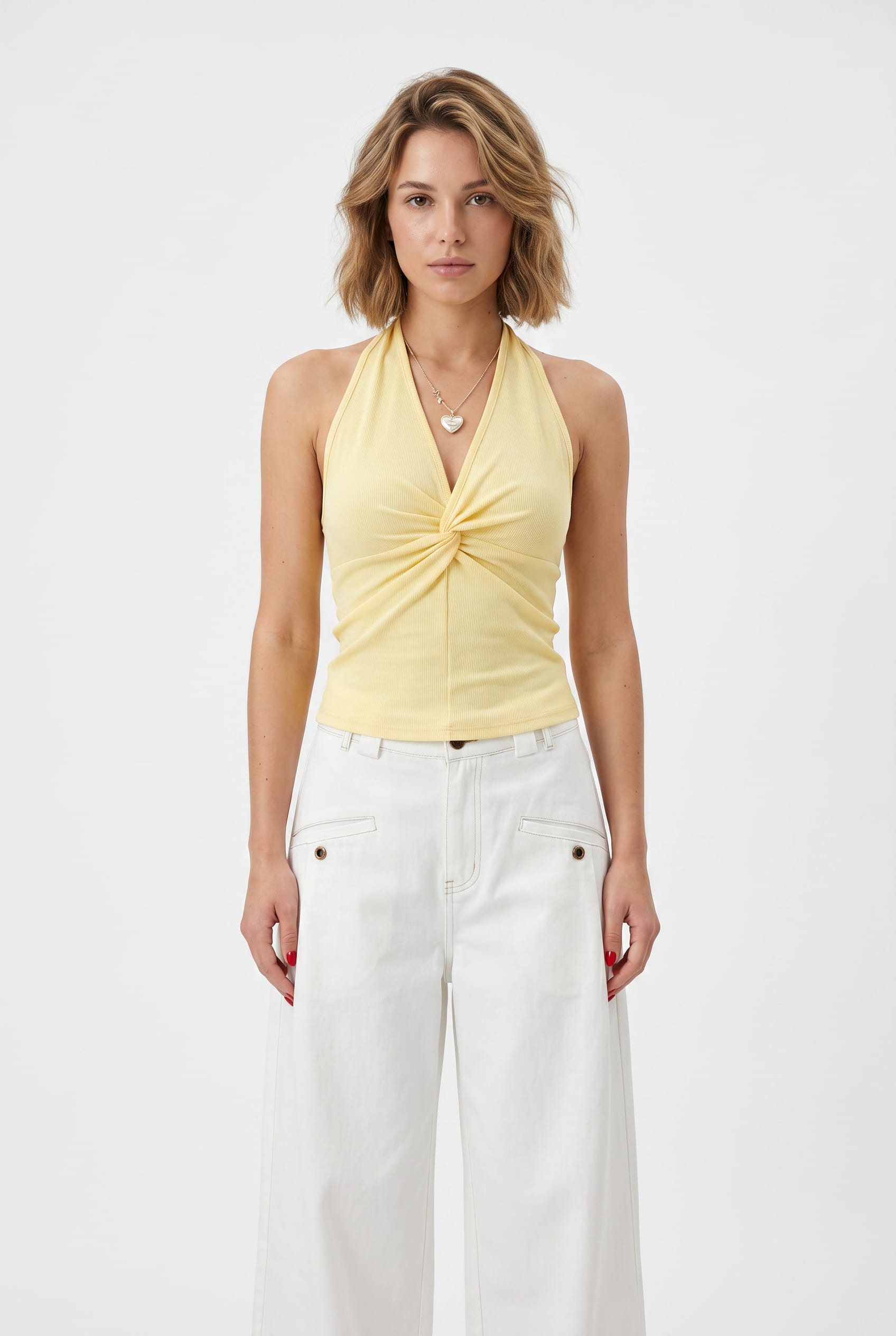 Lemon Yellow Halter Twist Top
