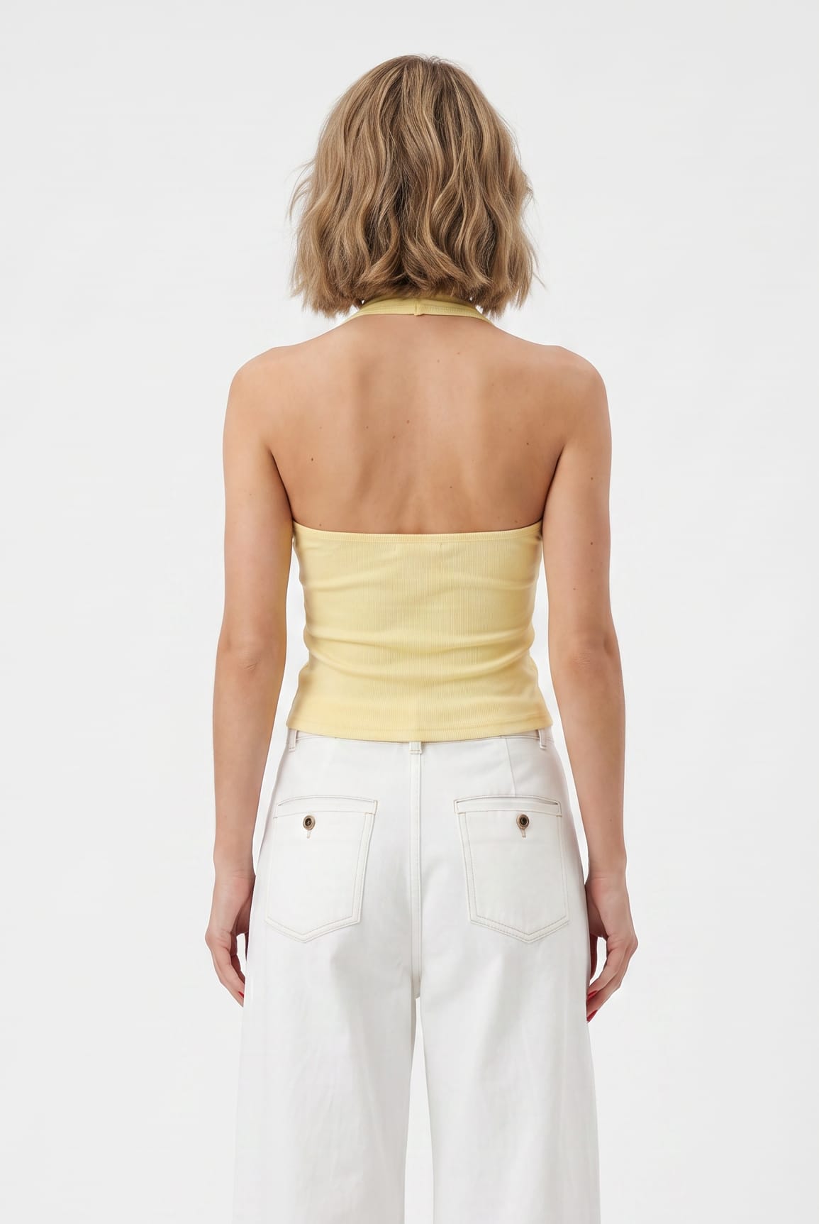 Lemon Yellow Halter Twist Top