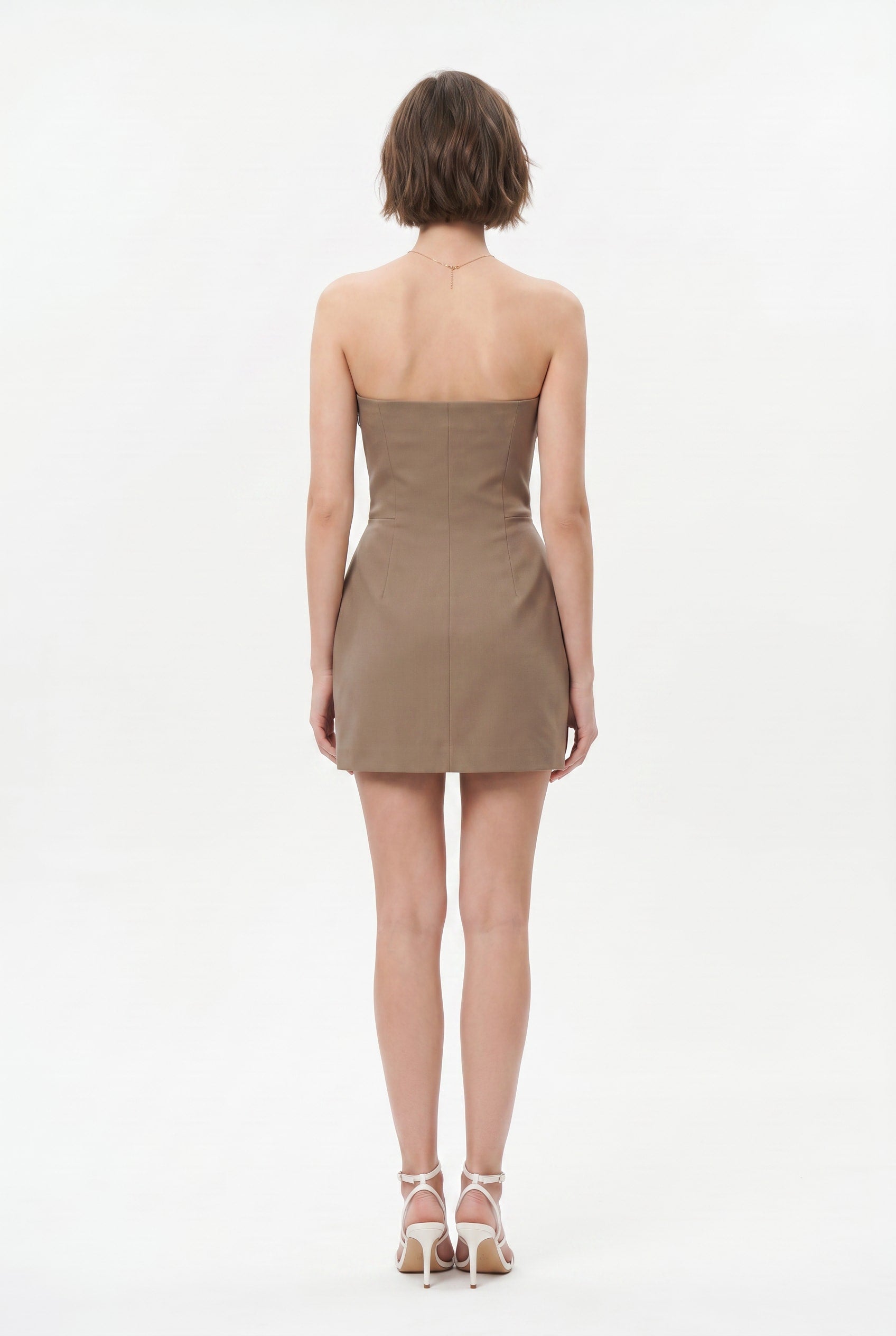 Tan Blazer Mini Dress Striped Detail