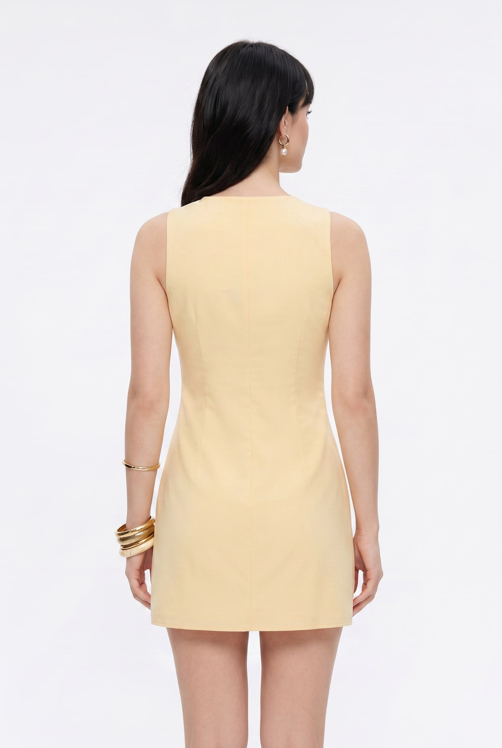 Butter Yellow Bow Detail Mini Dress