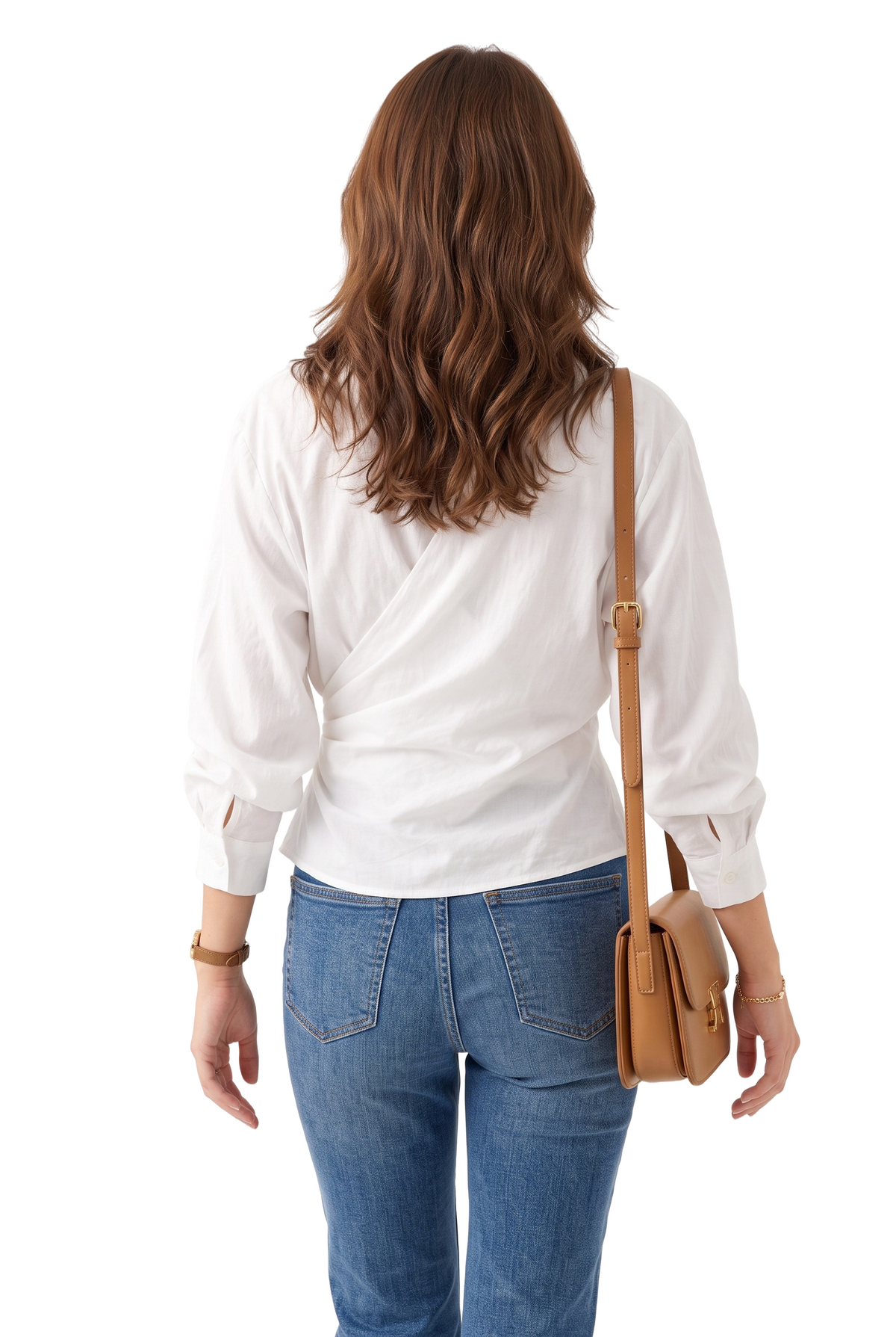 White Cotton Wrap Blouse Shirt