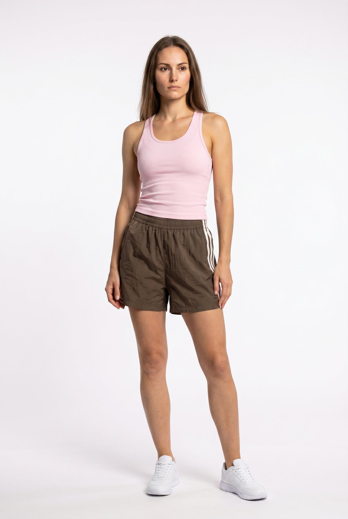Olive Stripe Panel Running Shorts