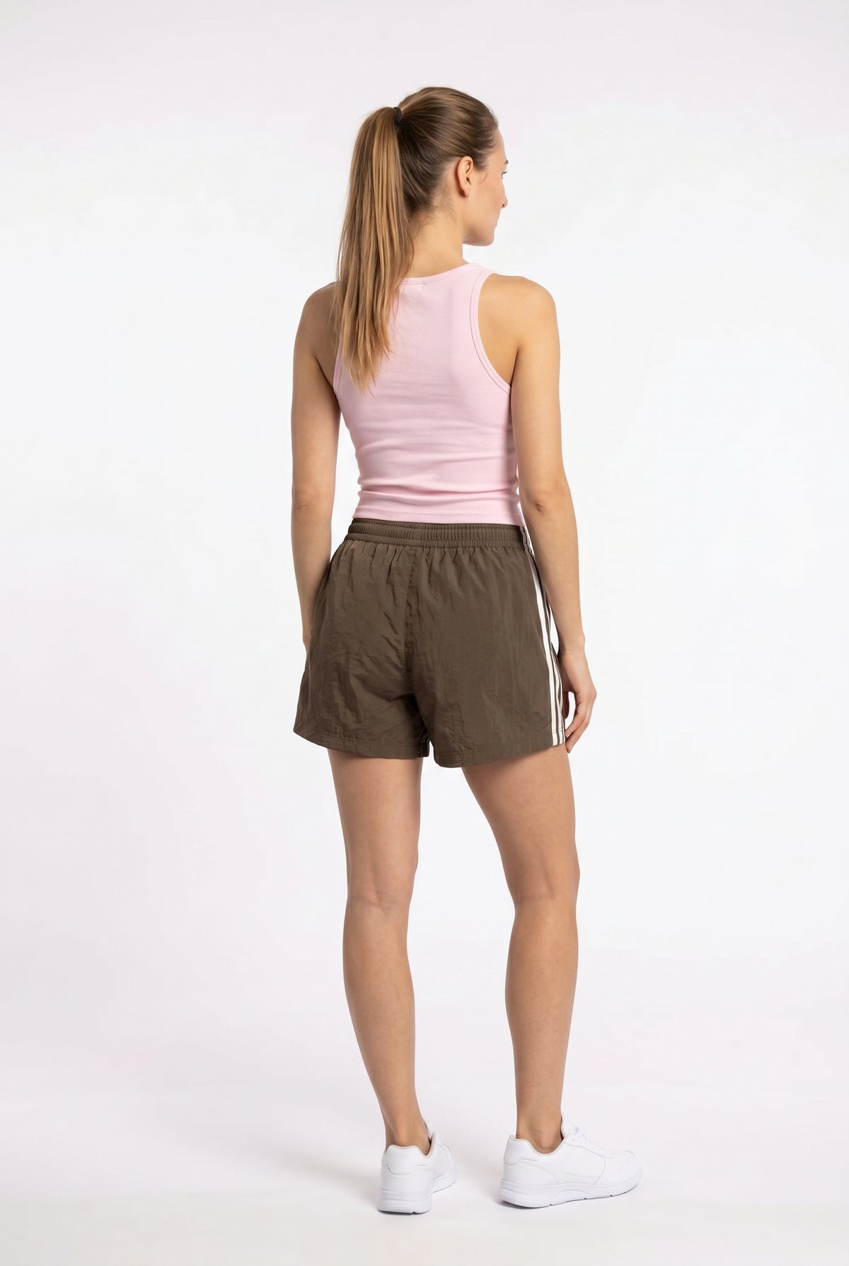 Olive Stripe Panel Running Shorts