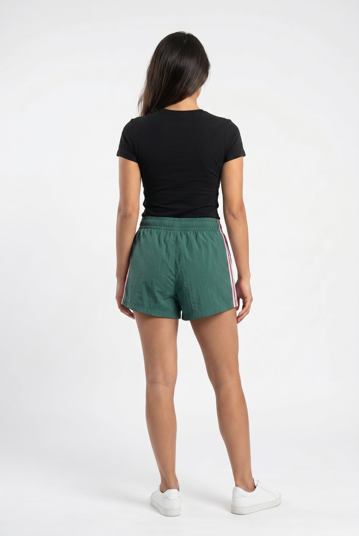 Green Striped Active Running Shorts