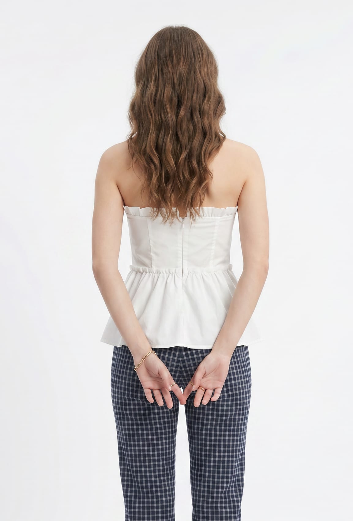 White Strapless Bow Front Top