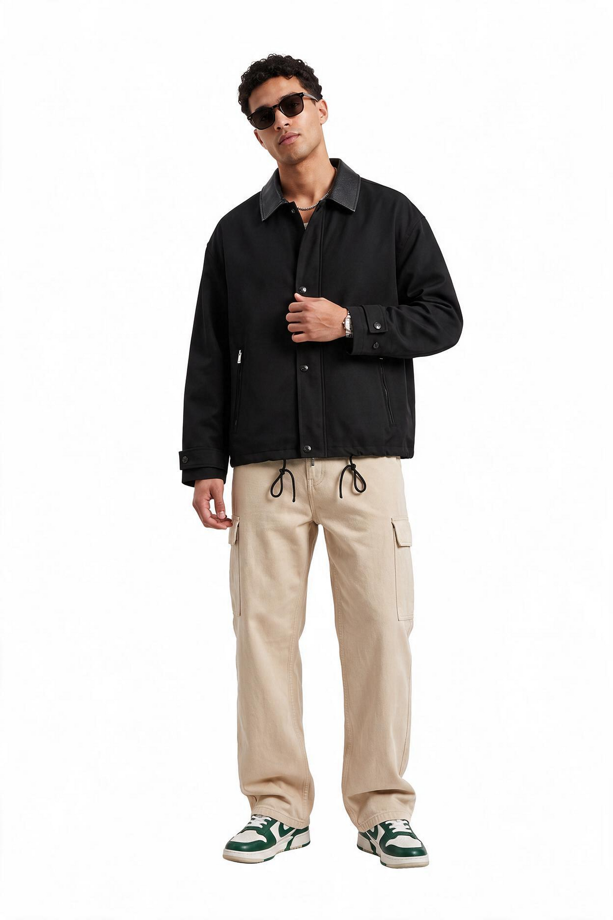 Leather Collar Black Coach Jacket
