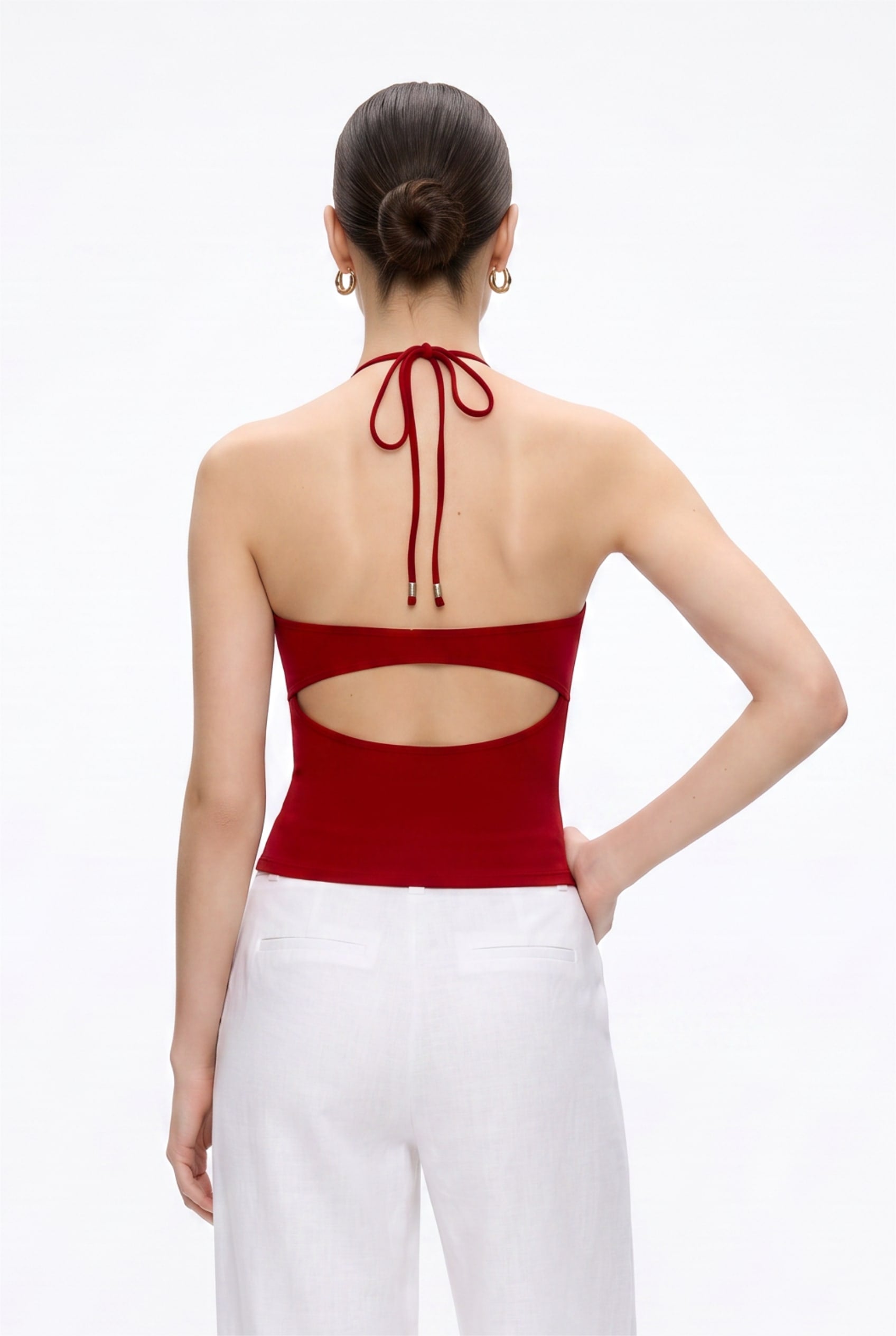 Crimson Red Halter Neck Bodysuit