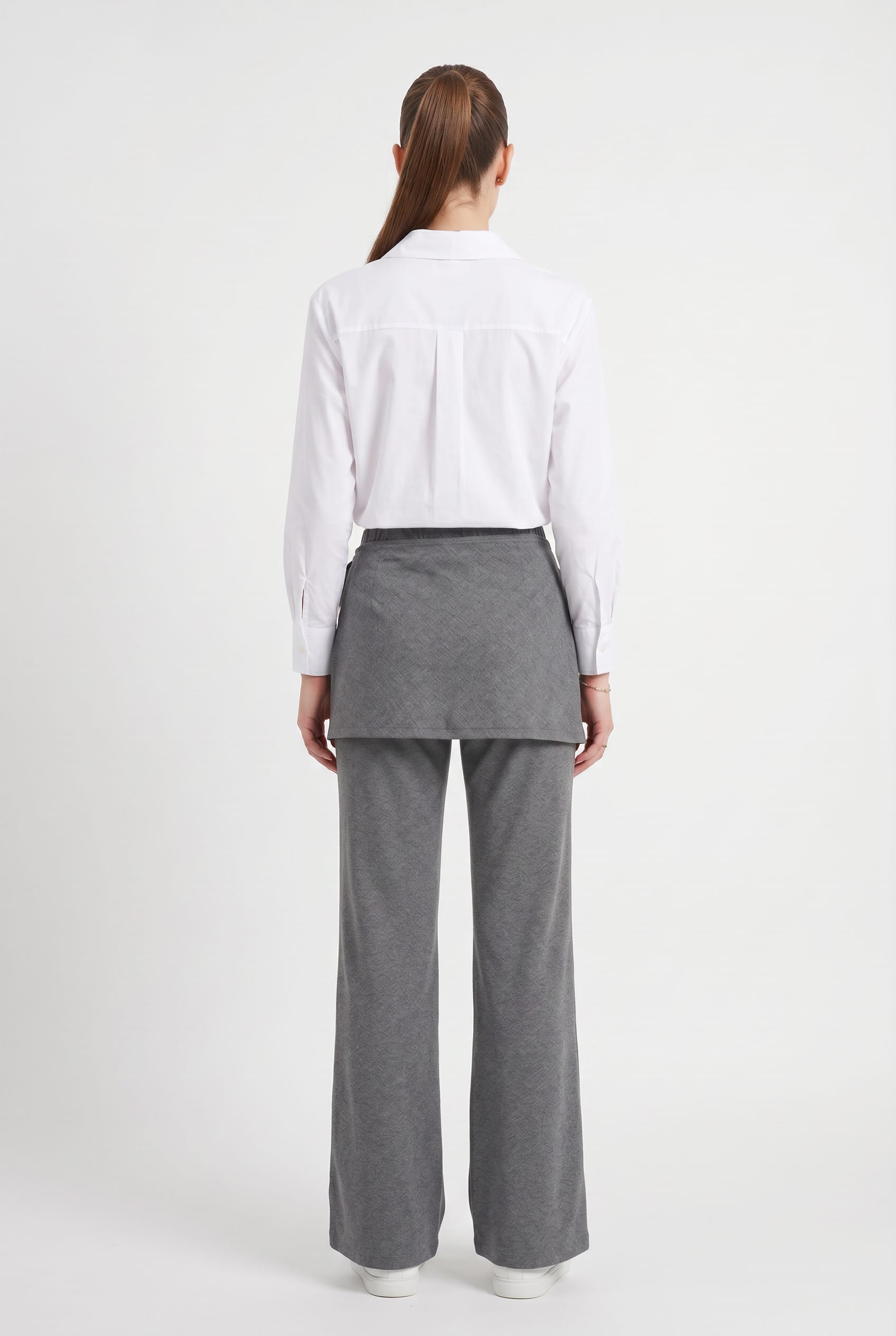 Charcoal Grey Side-Tie Wide-Leg Trousers