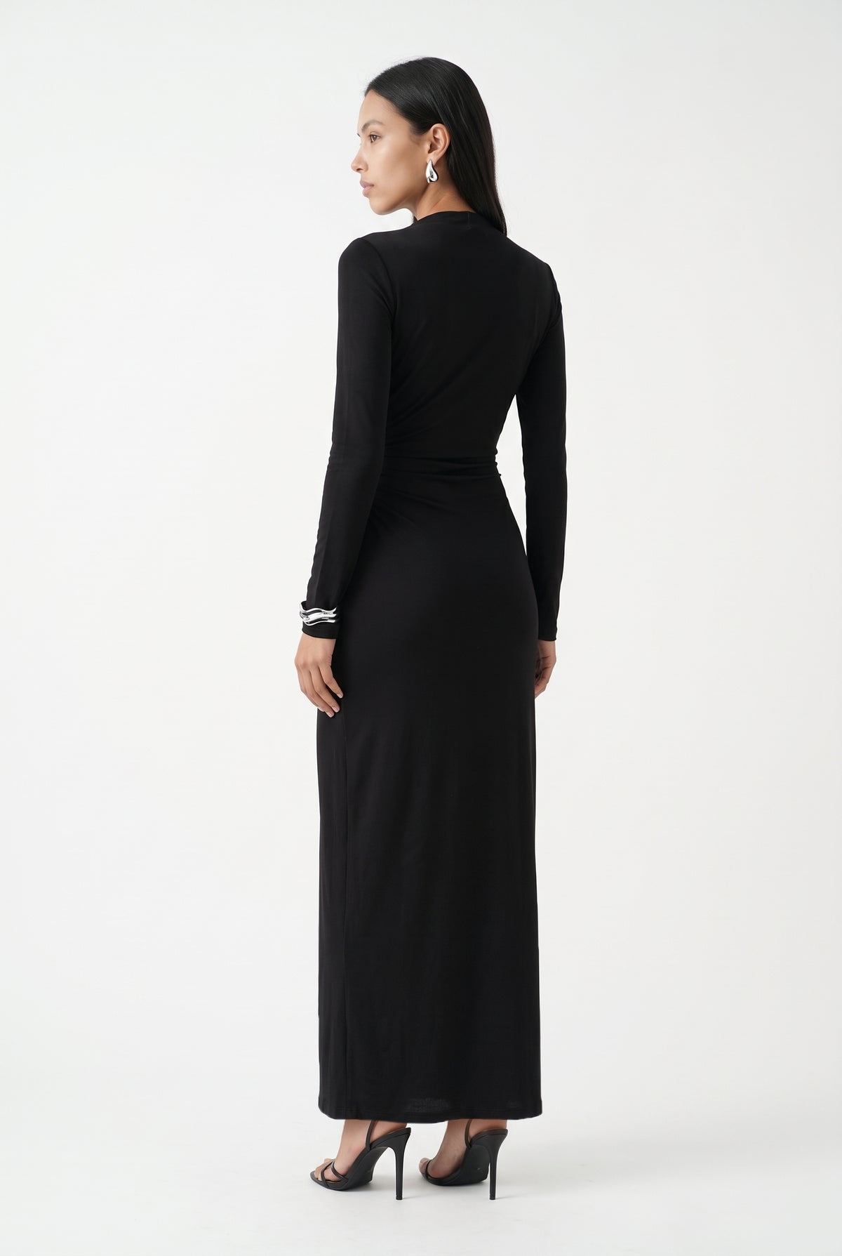 Black Ruched Bodycon Maxi Dress