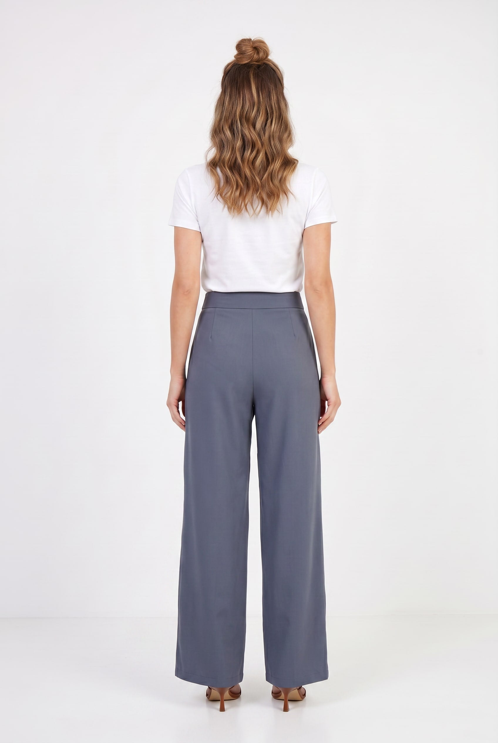 Slate Blue Wide Leg Trousers