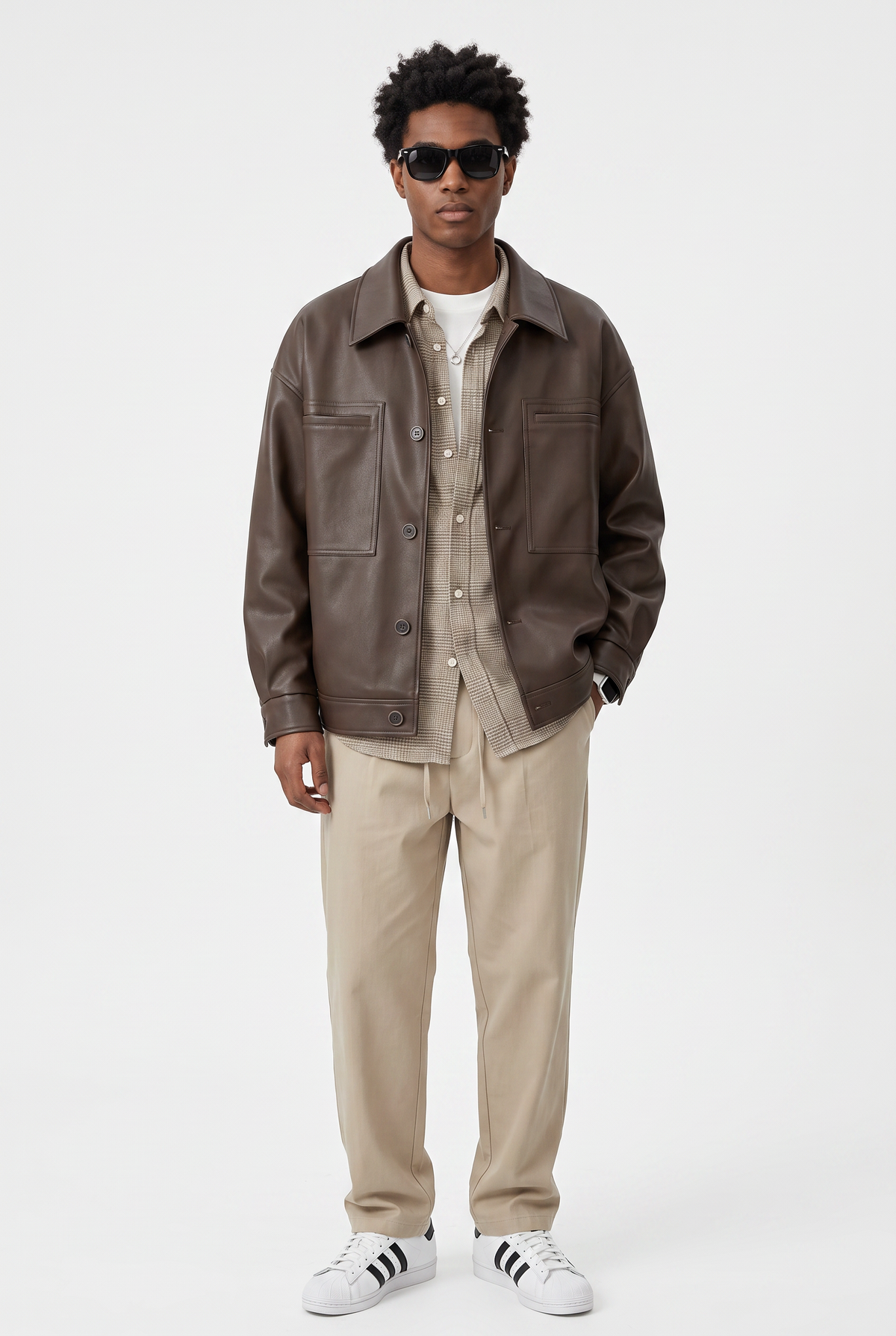 Oversized Brown Leather Jacket