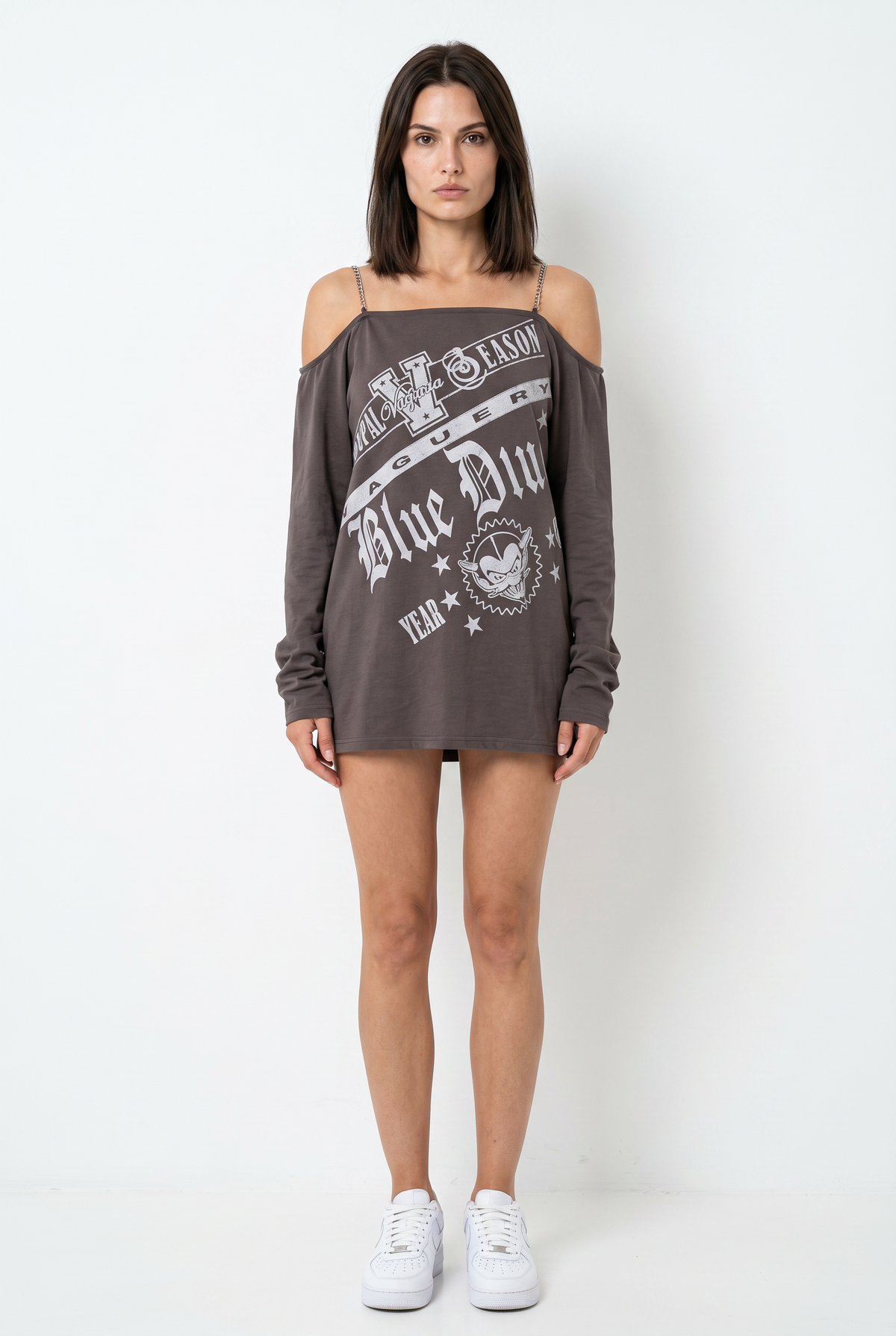 Gray Cold Shoulder Mini Dress