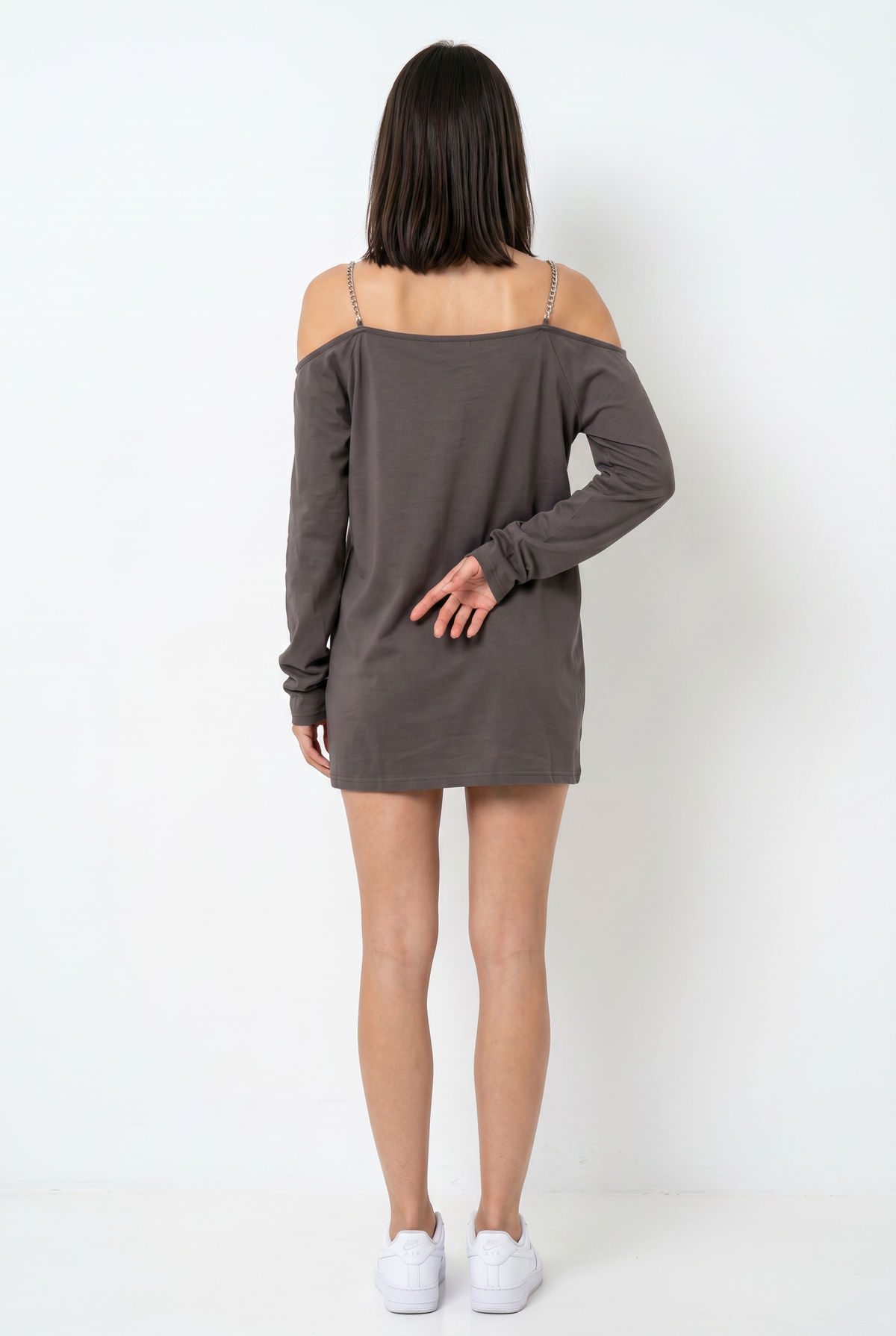 Gray Cold Shoulder Mini Dress
