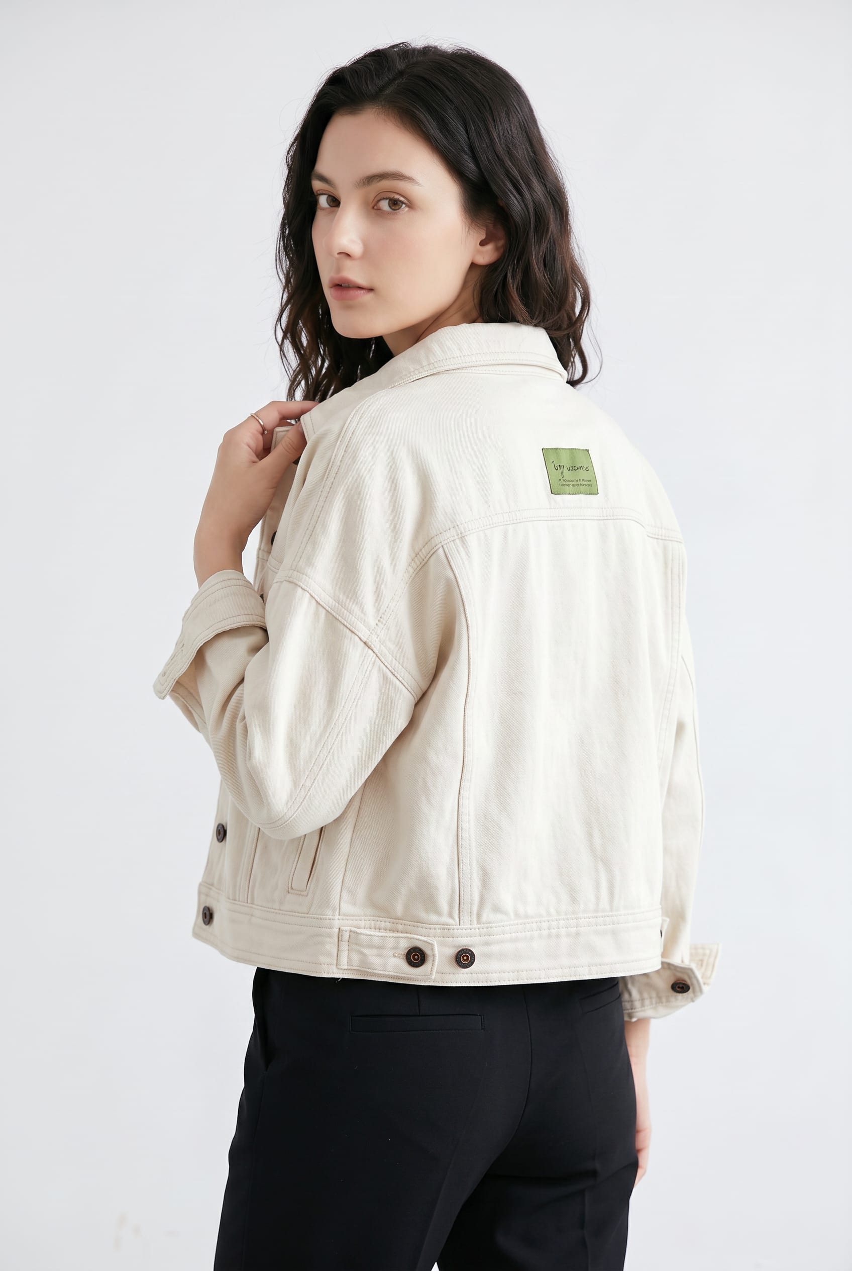 Cream Denim Utility Jacket