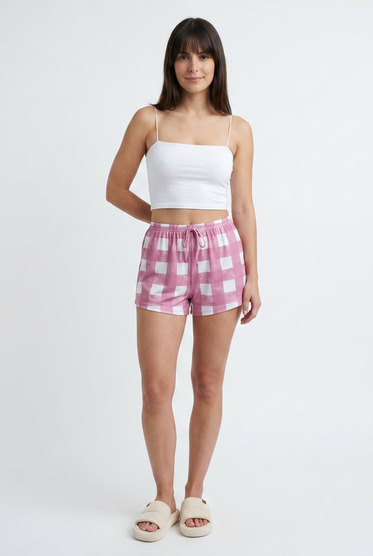 Pink Gingham Relaxed Pyjama Shorts