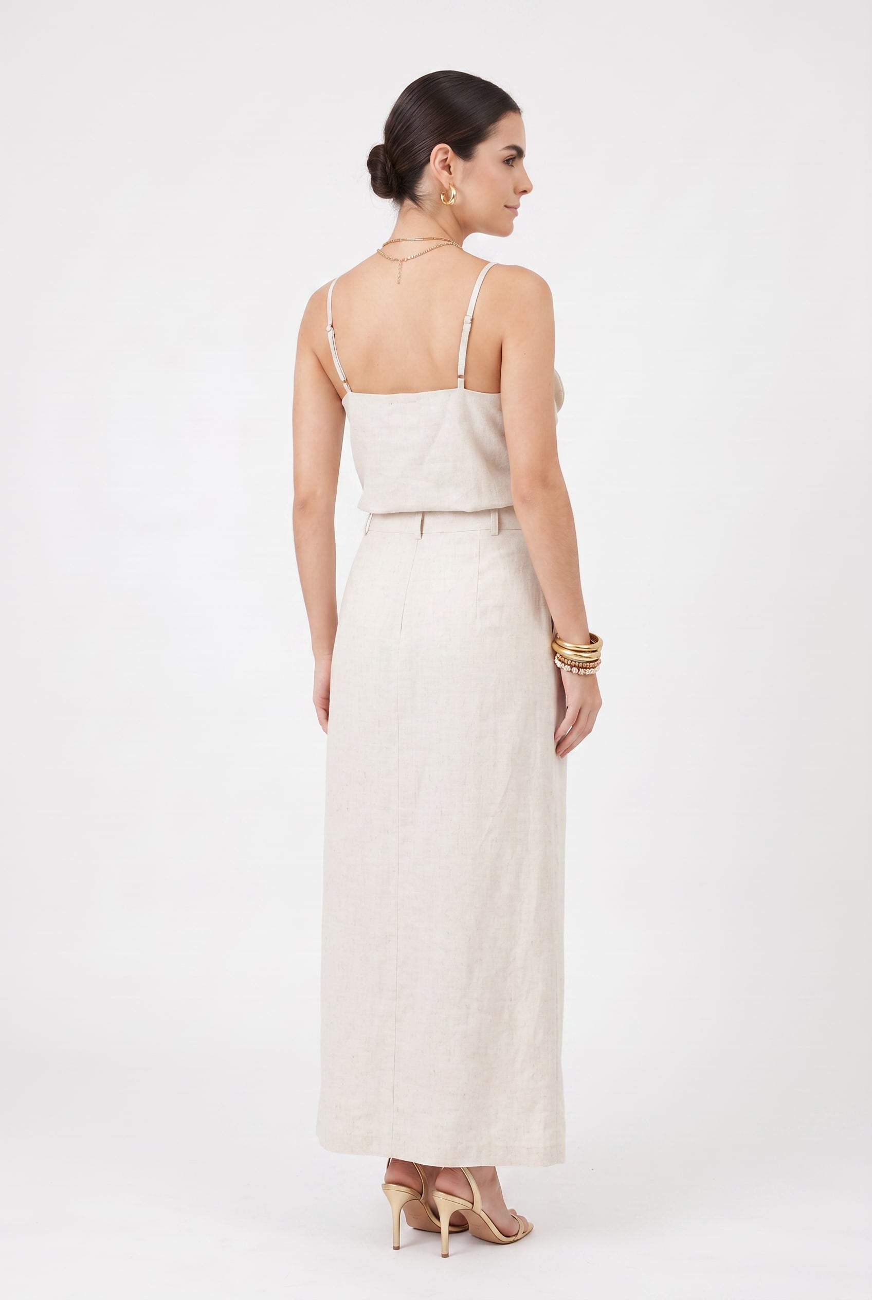 Cream Linen Flower Appliqué Co-ord Set