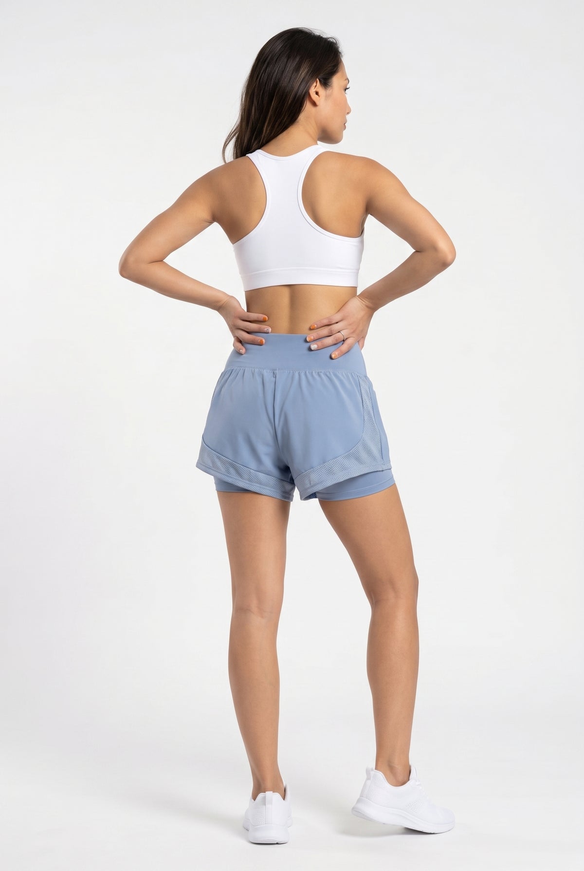Blue Mesh Panel Running Shorts
