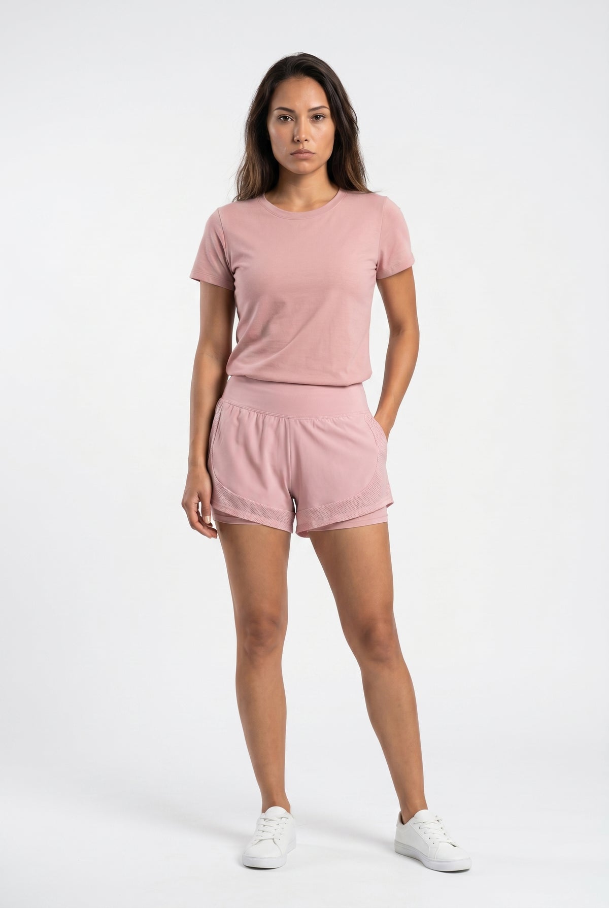 Pink Active Mesh Panel Shorts