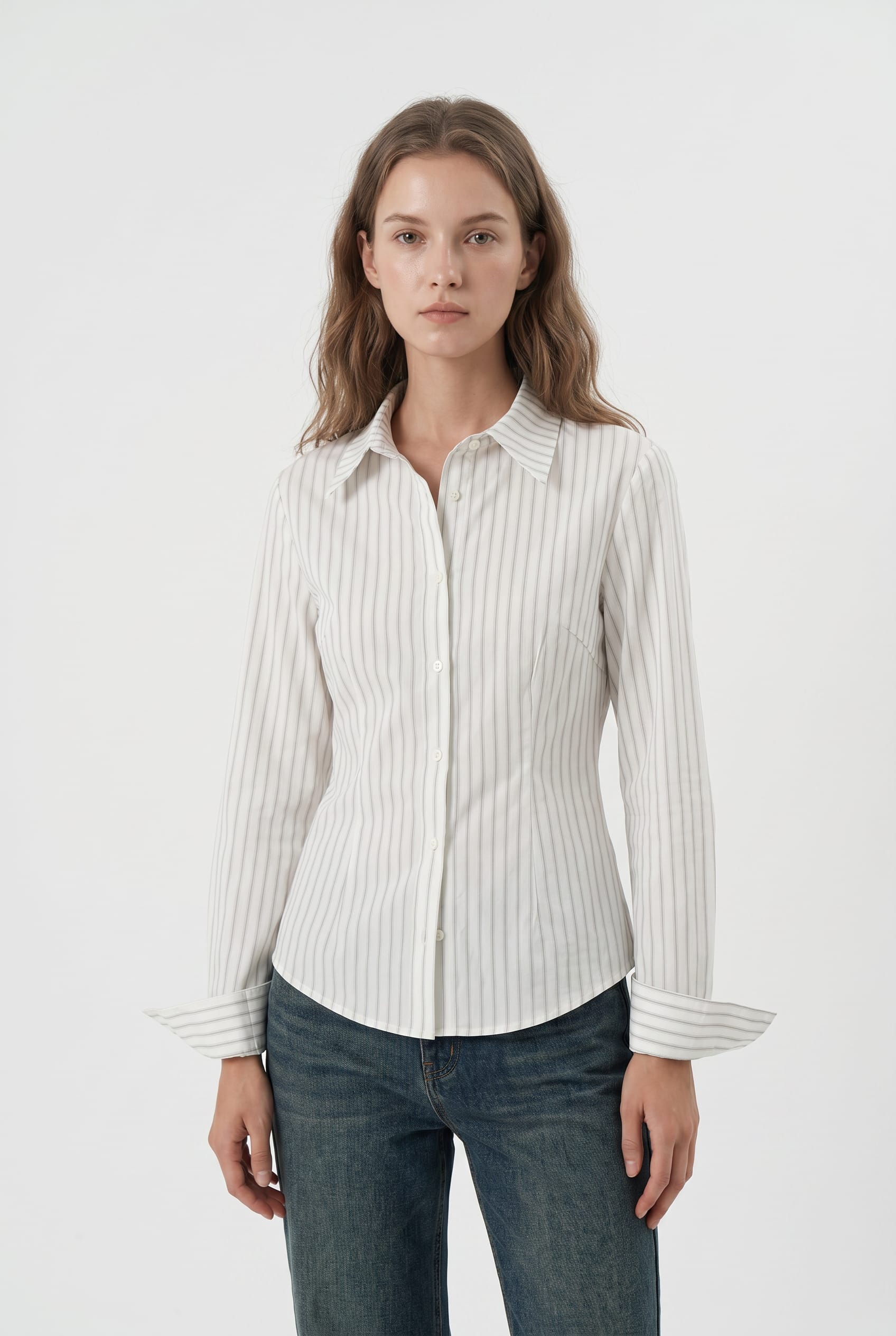 Ivory Striped Tailored Cotton Shirt