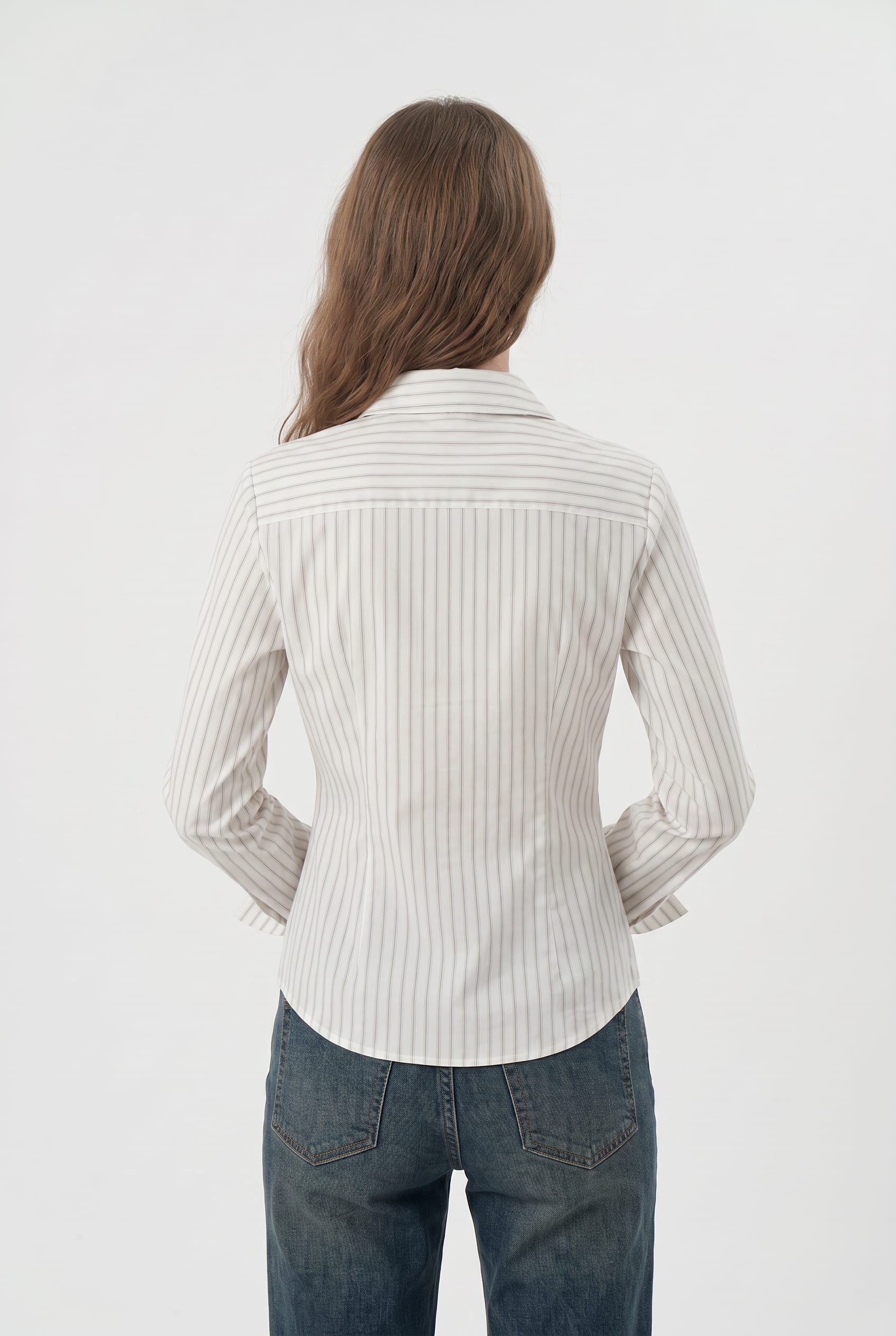 Ivory Striped Tailored Cotton Shirt
