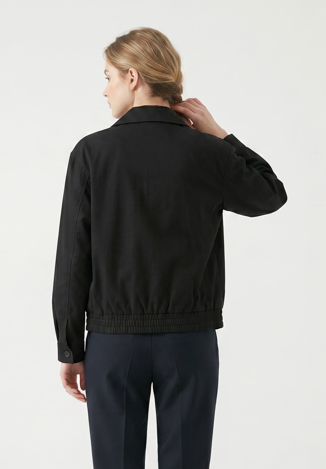 Black Bomber Jacket Cropped Fit