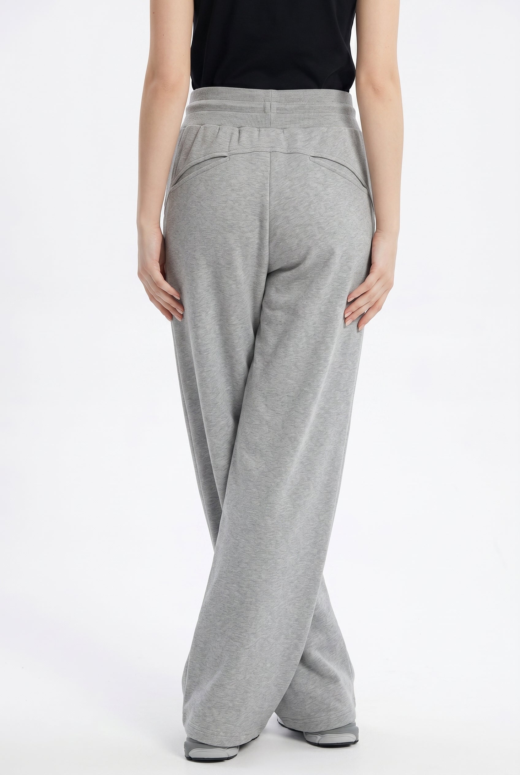 Grey Wide Leg Pleated Jogger Trousers