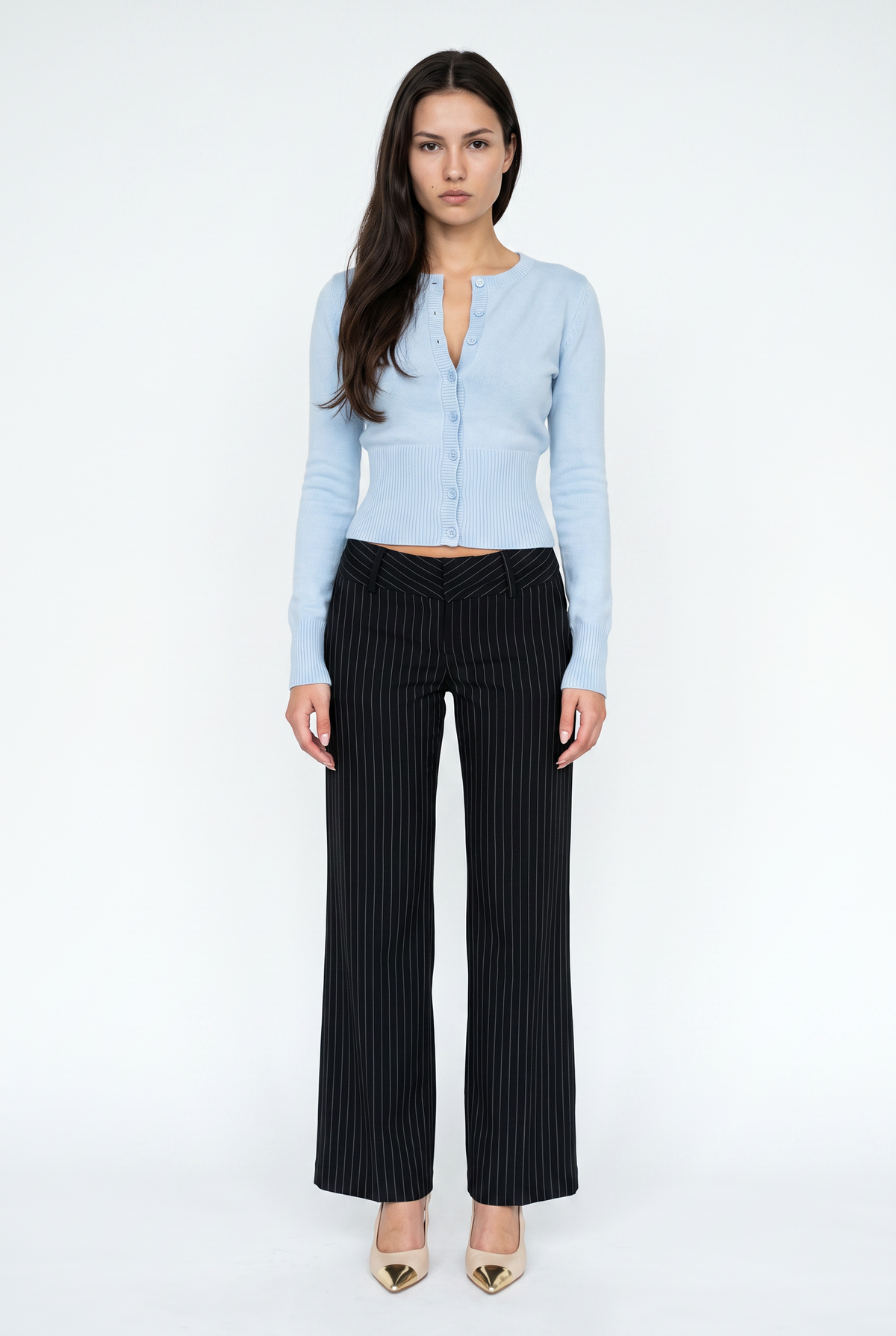Sky Blue Cropped Knit Cardigan
