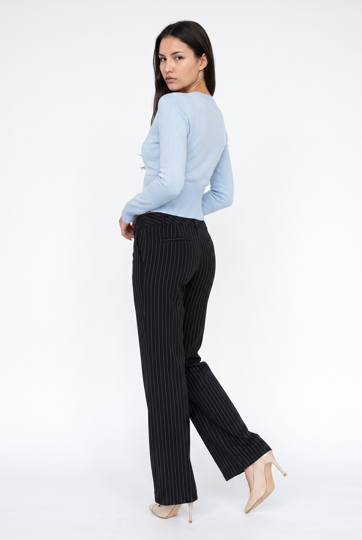 Sky Blue Cropped Knit Cardigan