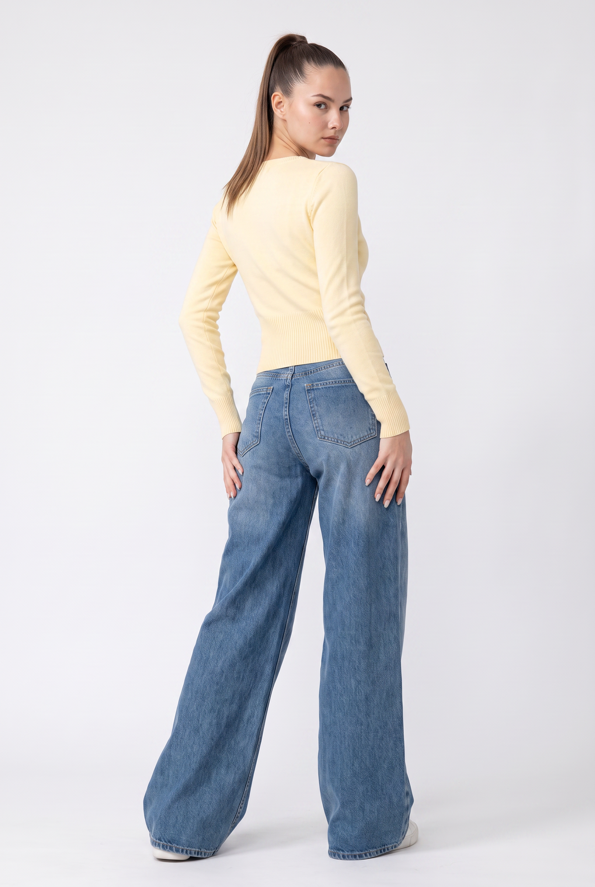 Yellow Ribbed Fitted Knit Cardigan