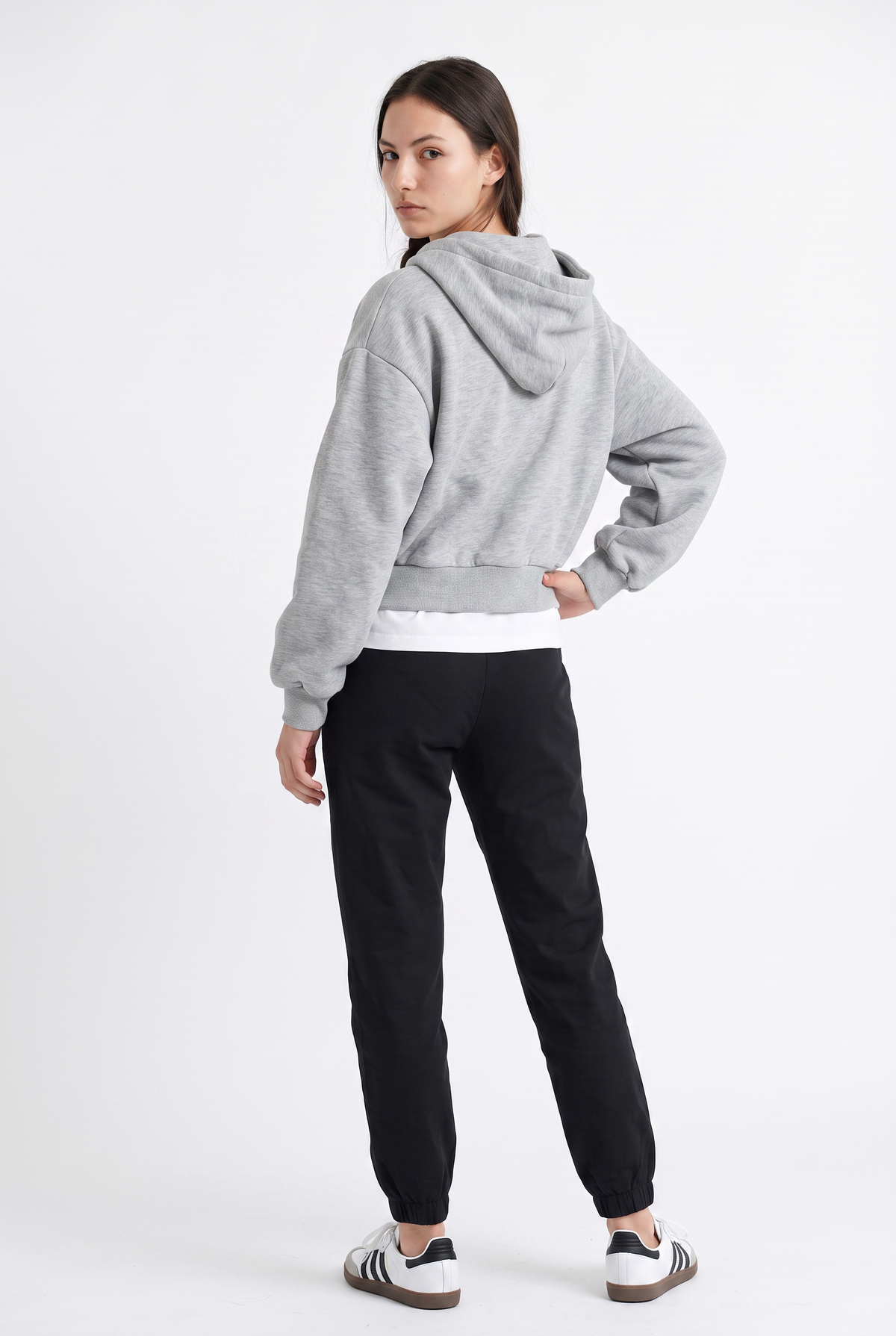 Gray Softball Cropped Zip Hoodie