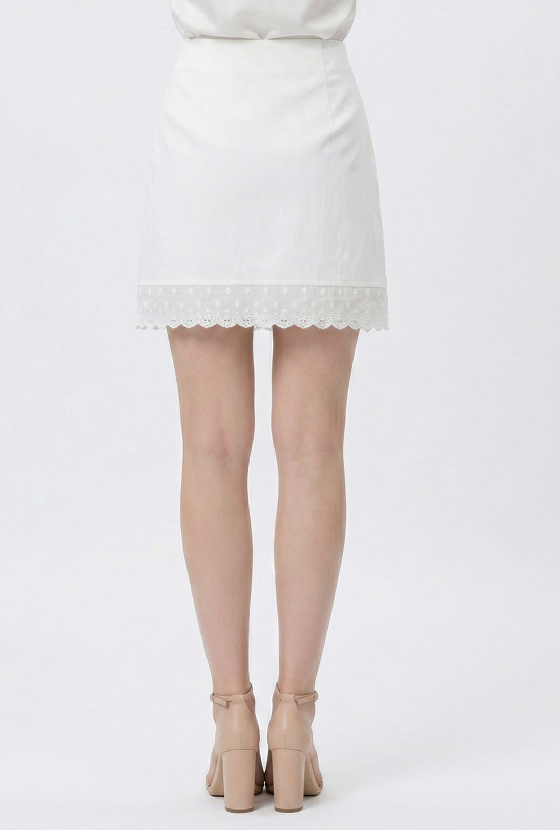 White Lace-Trim Mini Skirt