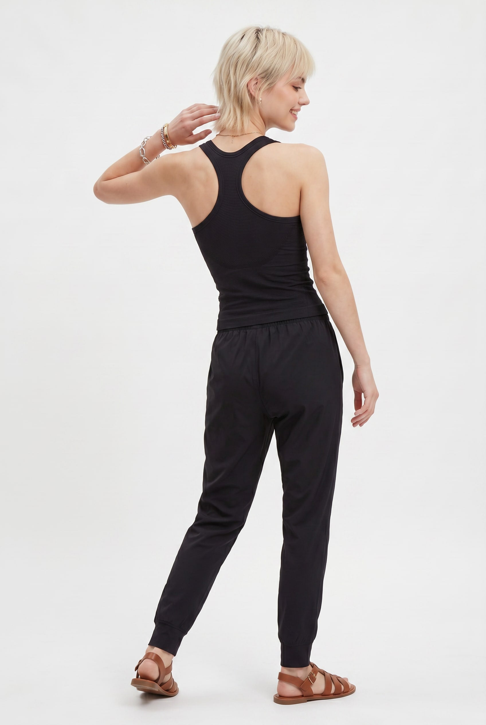Black Ribbed Asymmetric Racerback Tank