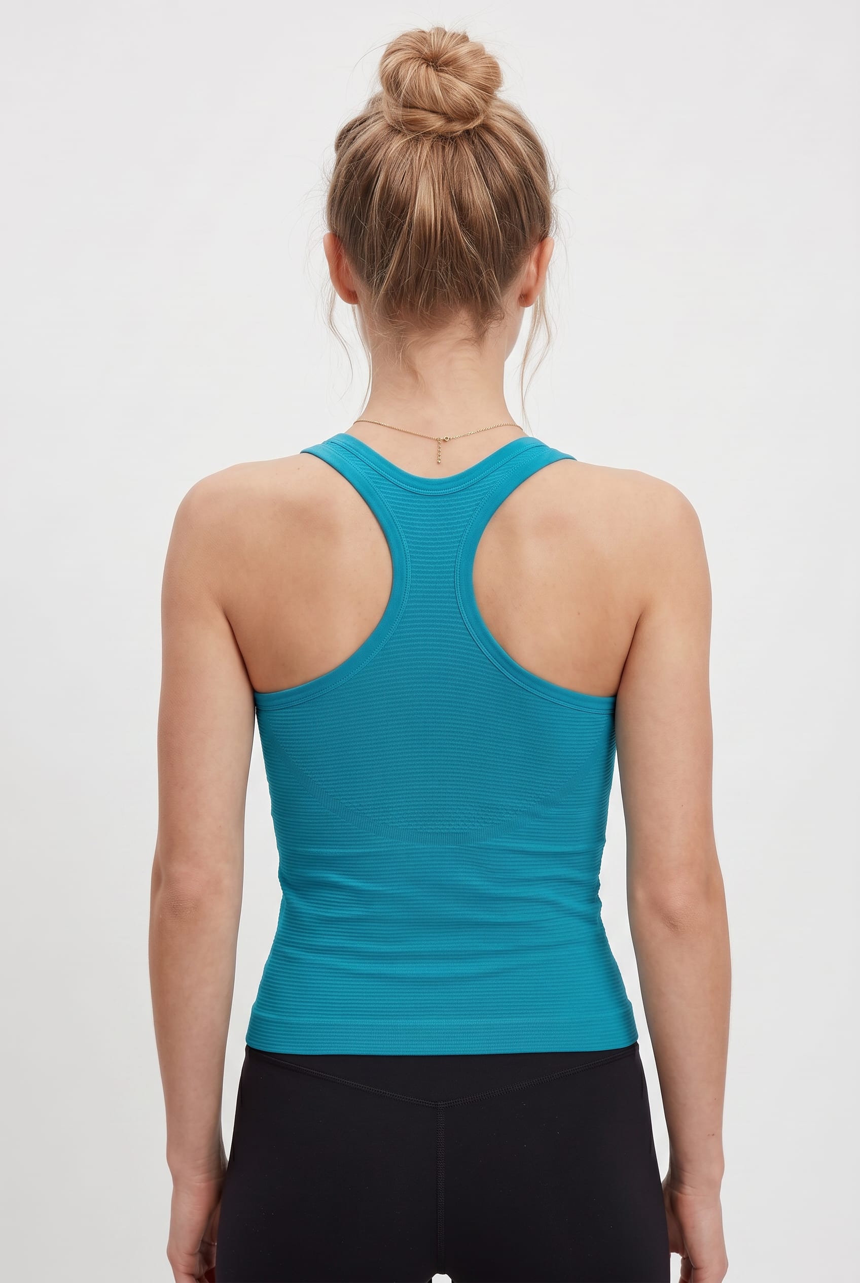 Turquoise Ribbed Seamless Athletic Tank Top