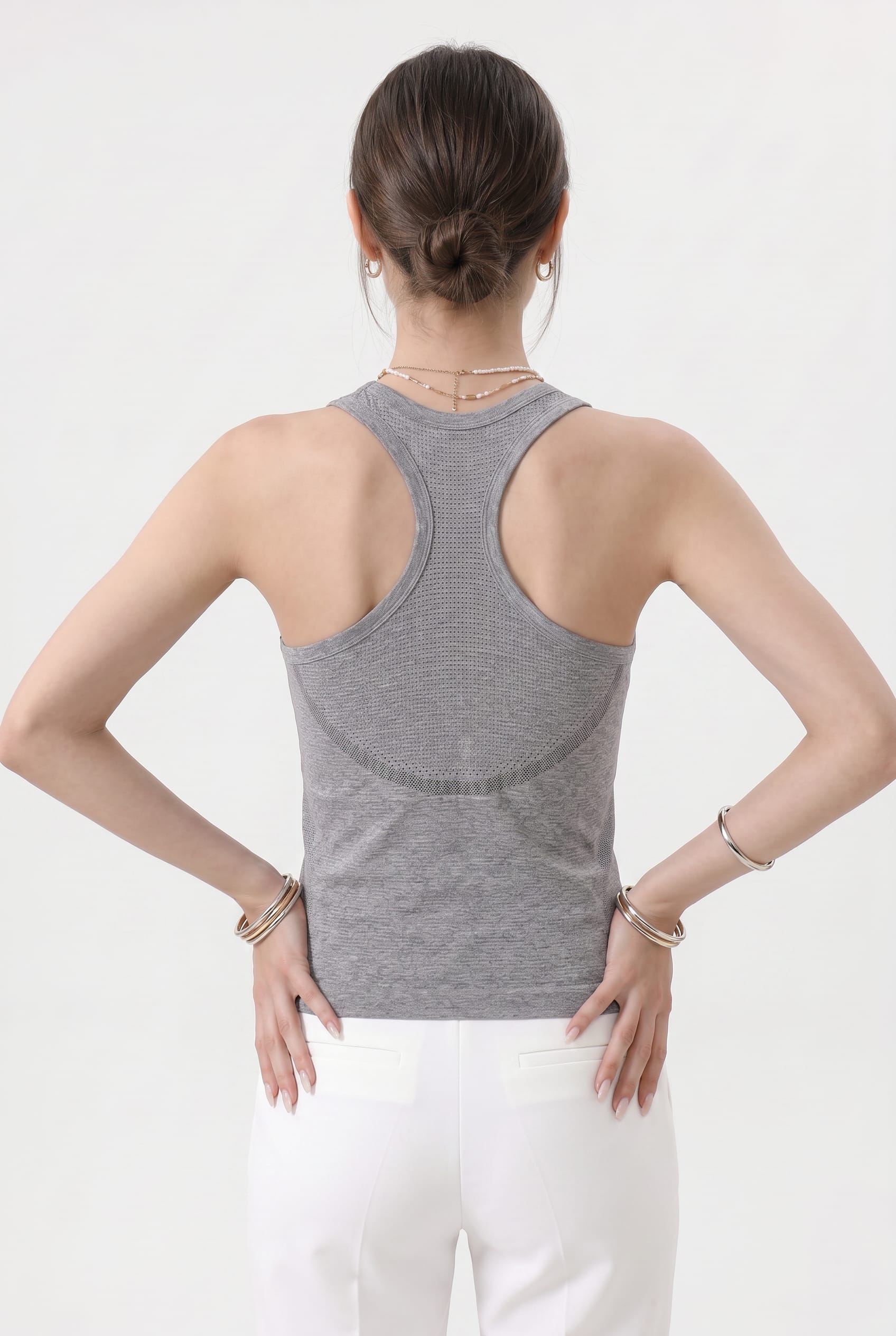 Grey Ribbed Racerback Tank Top