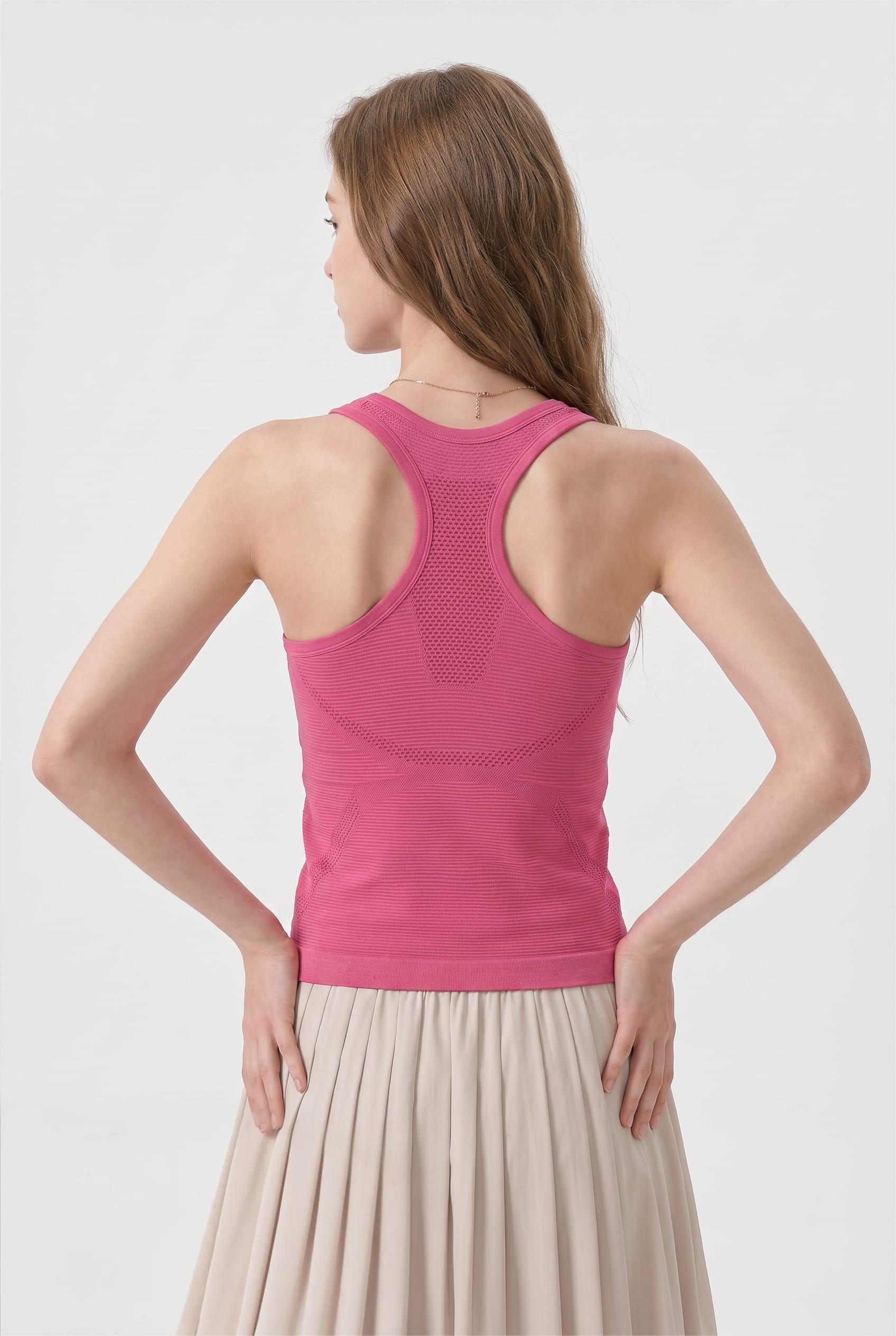 Pink Ribbed Scoop Neck Tank Top