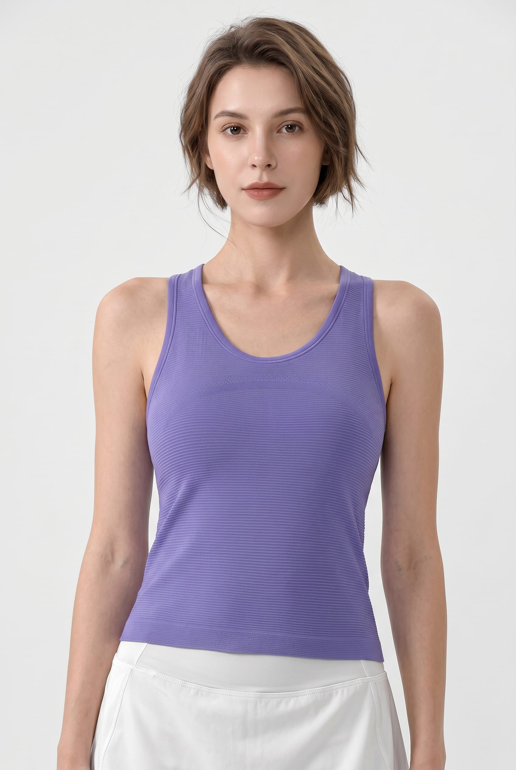 Lilac Ribbed Texture Racerback Tank Top