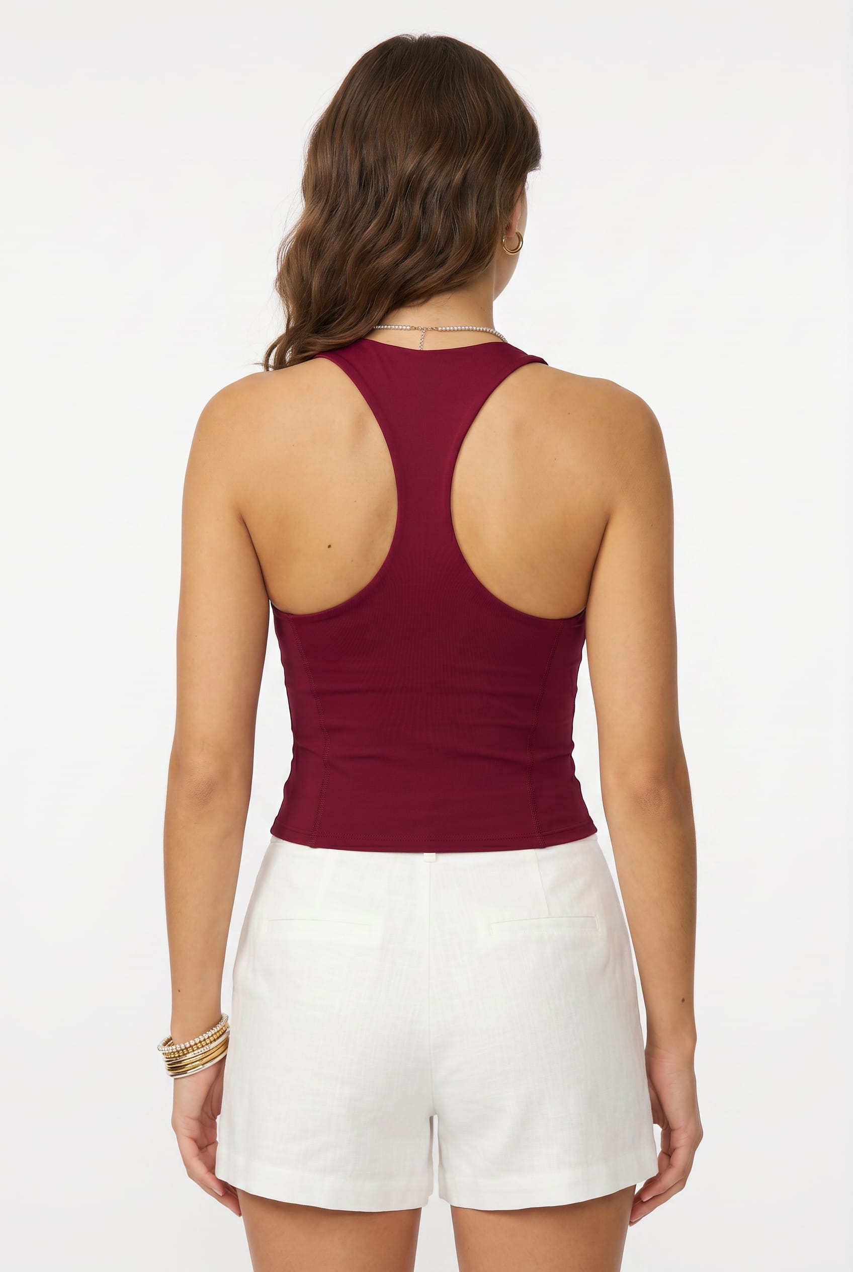 Burgundy Square Neck Halter Bodysuit