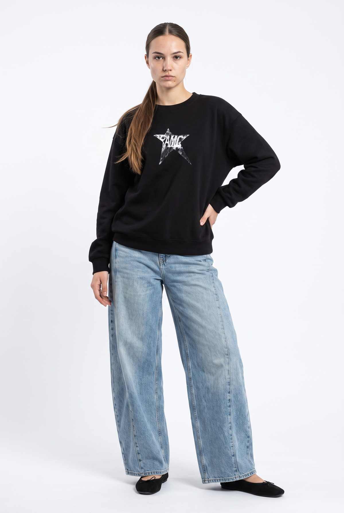 Black Graphic Star Cotton Sweatshirt