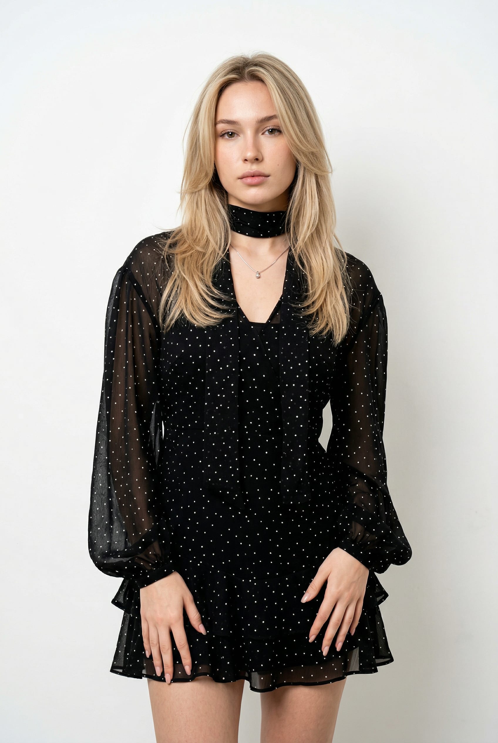 Black Studded Choker Mini Dress