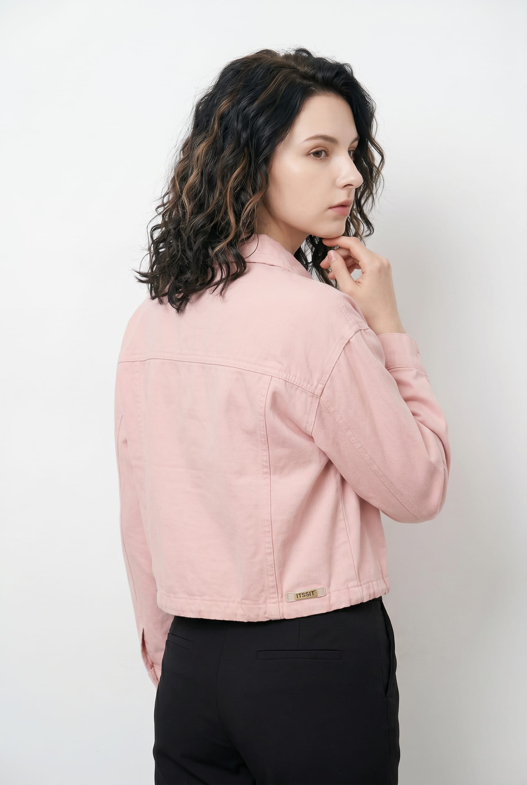Pink Denim Cropped Utility Jacket