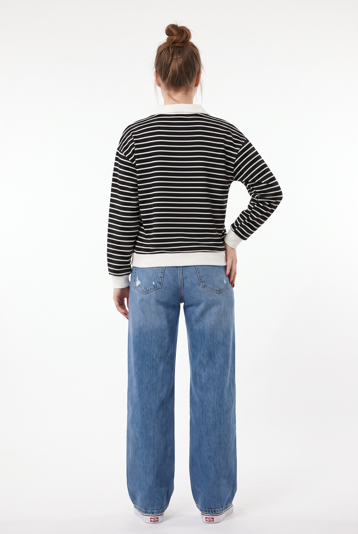 Black Striped Half-Zip Sweatshirt