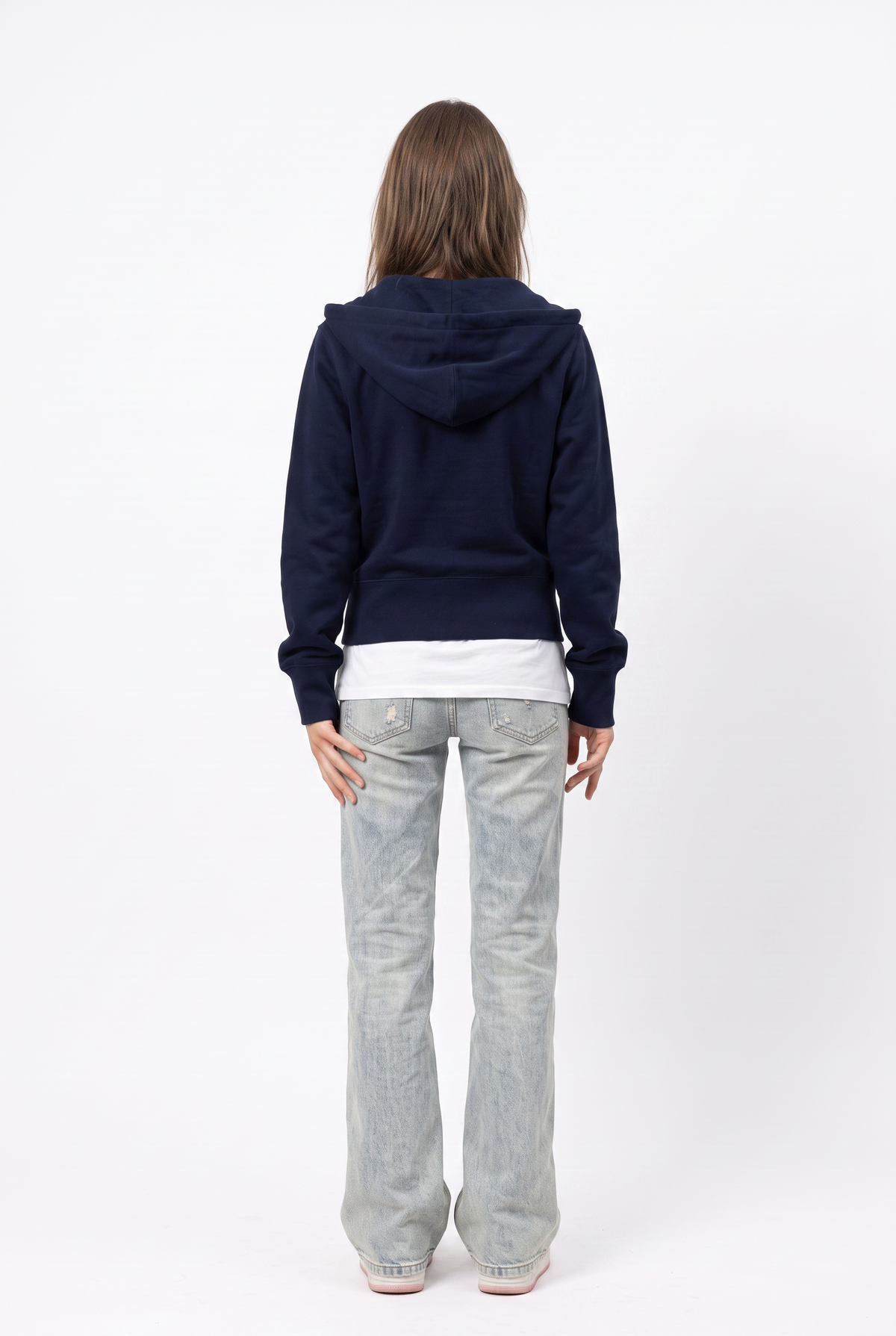 Navy Cotton Zip-Up Hoodie Jacket