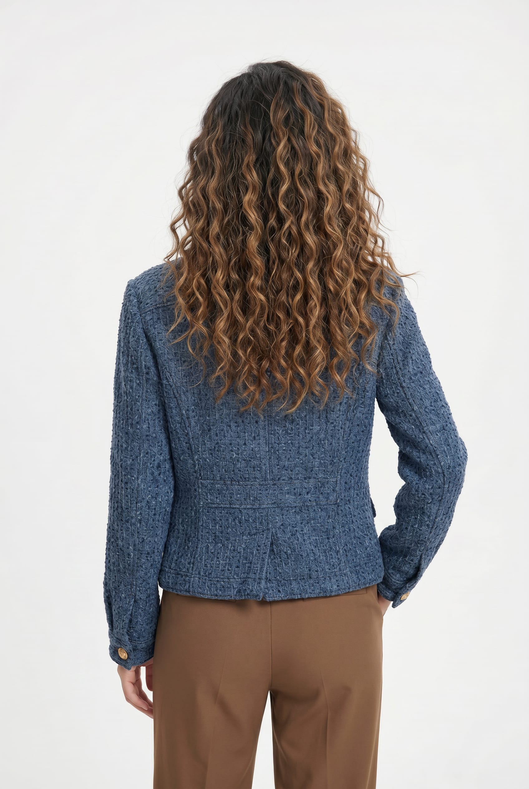Navy Chenille Denim Jacket Gold Buttons