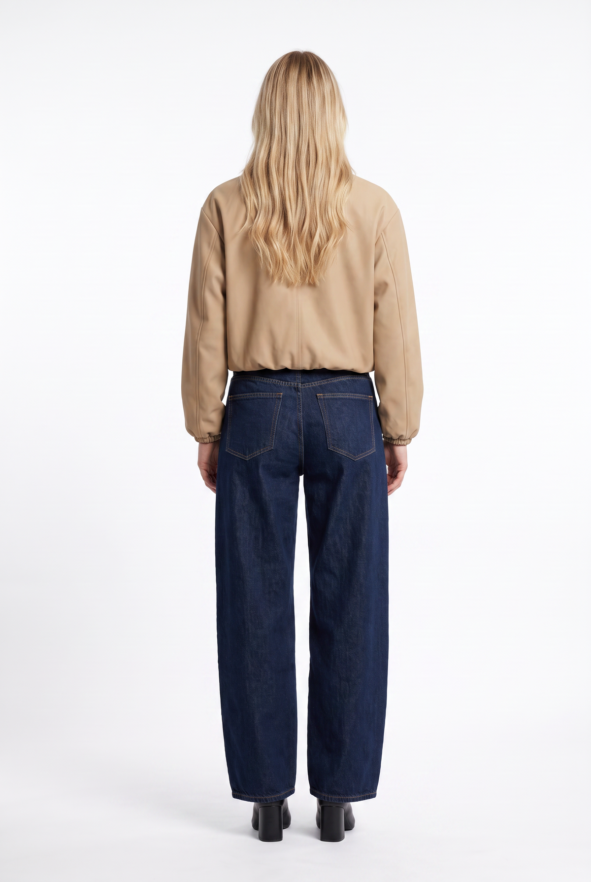 Camel Cropped Bomber Wool Jacket