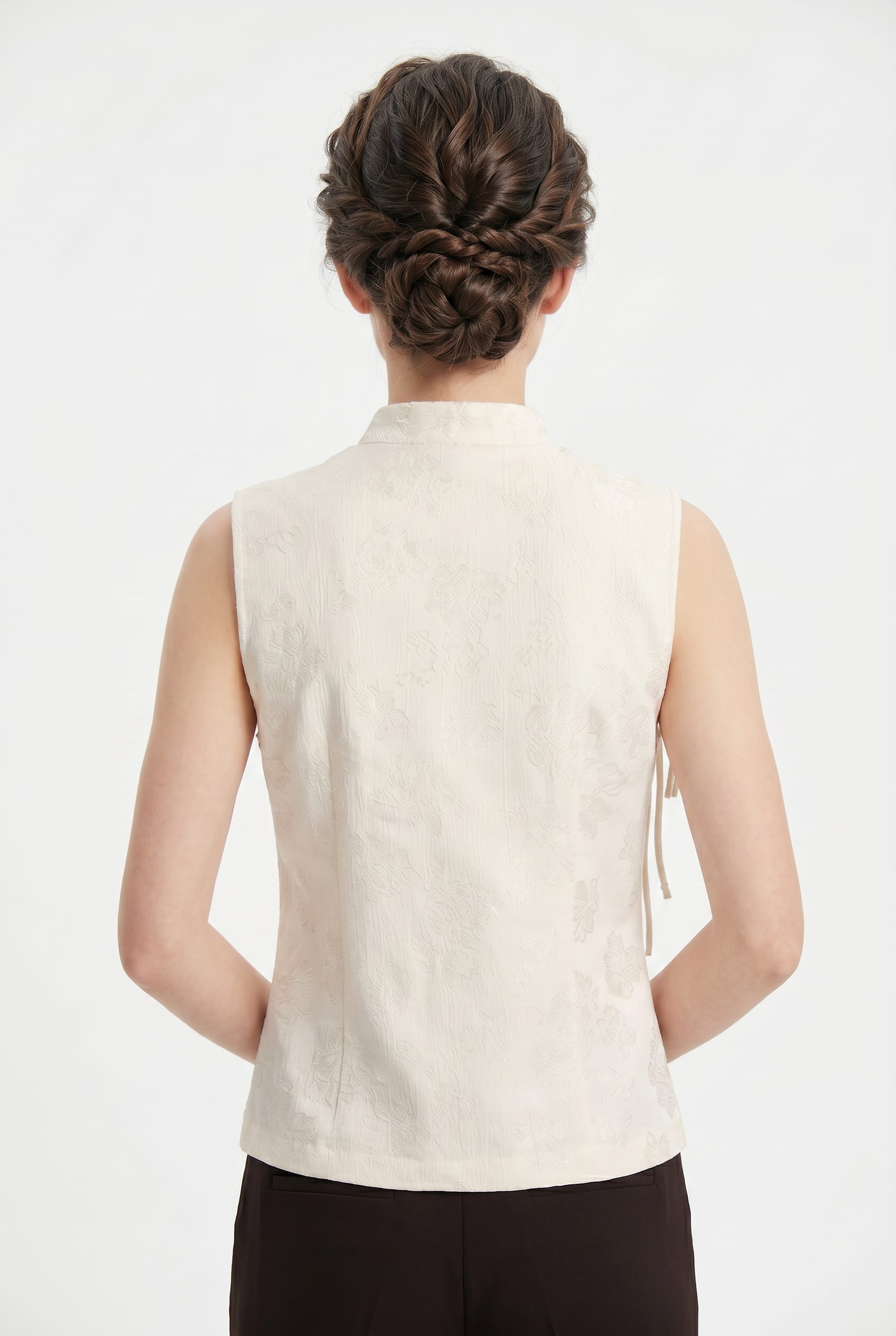 Ivory Mandarin Collar Toggle Vest