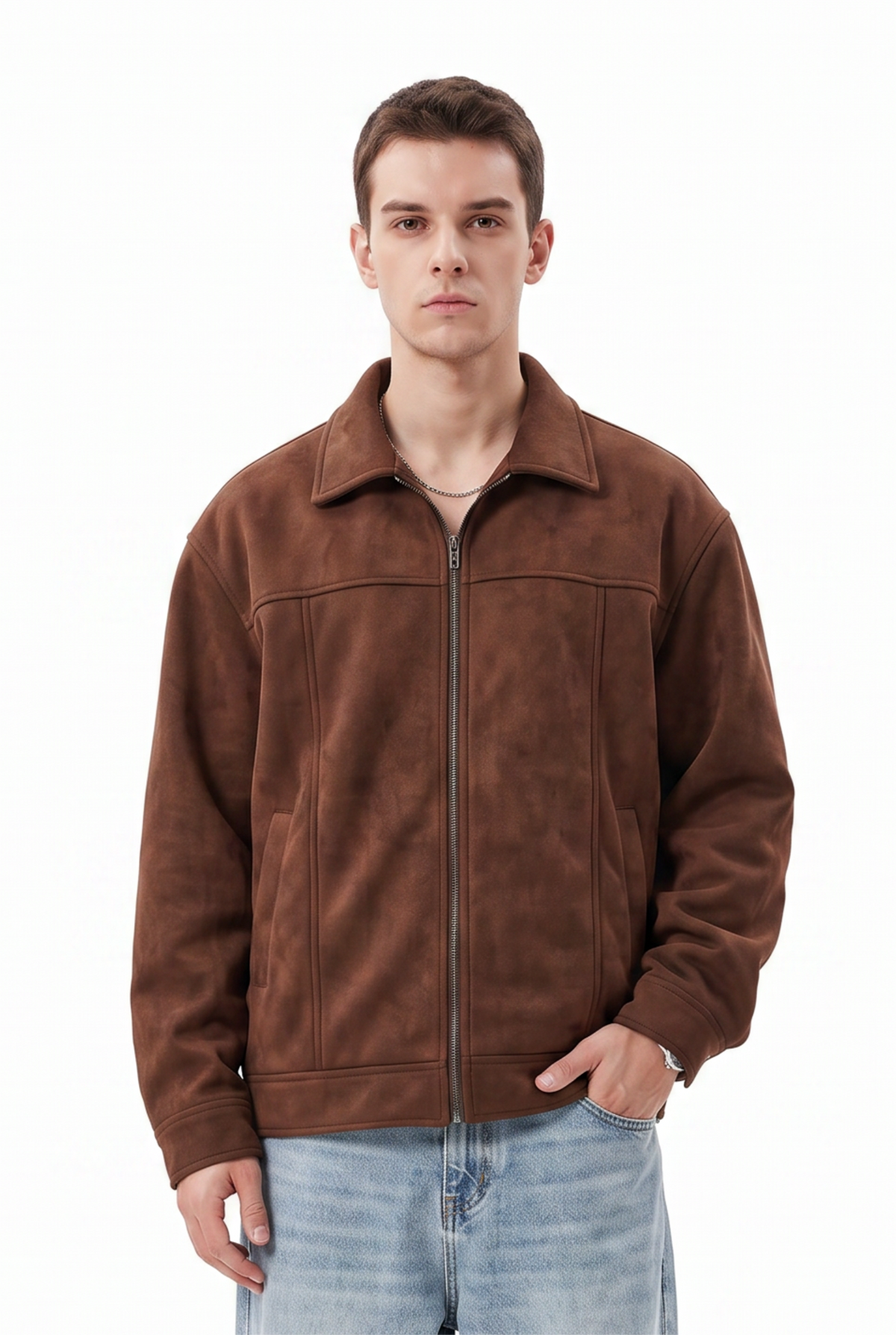 Suede Brown Zip Jacket